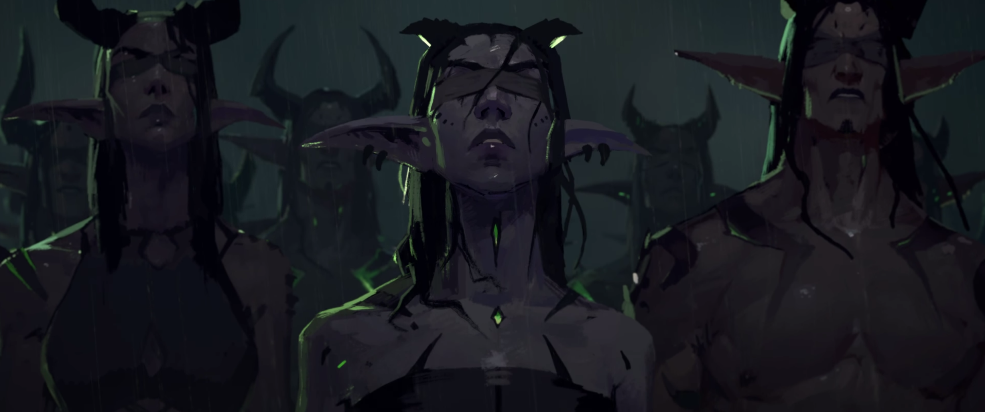 General 3440x1440 World of Warcraft Blizzard Entertainment Demon Hunter PC gaming video game art pointy ears blindfold