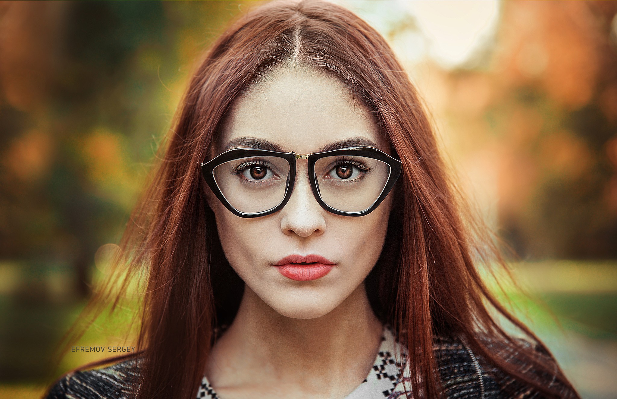 People 2048x1324 women face portrait glasses women with glasses depth of field Sergey Efremov closeup watermarked