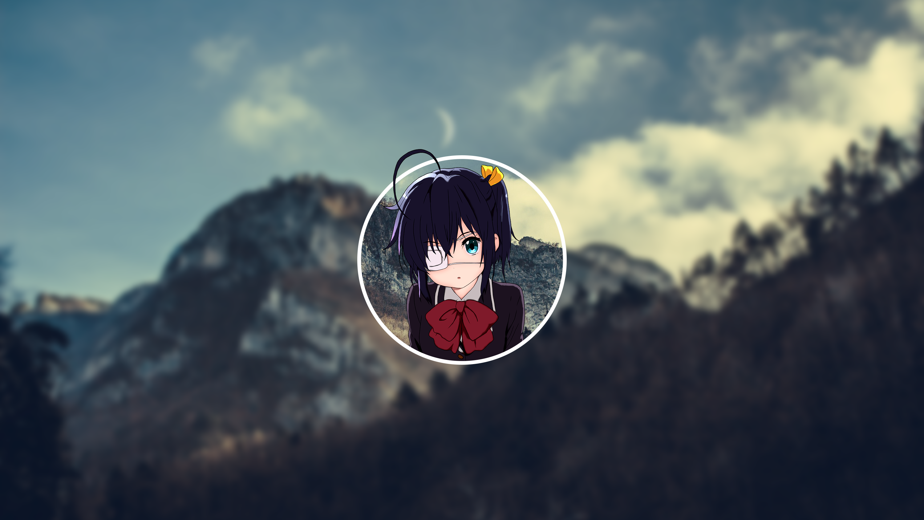Anime 3000x1688 Takanashi Rikka mountains blurred