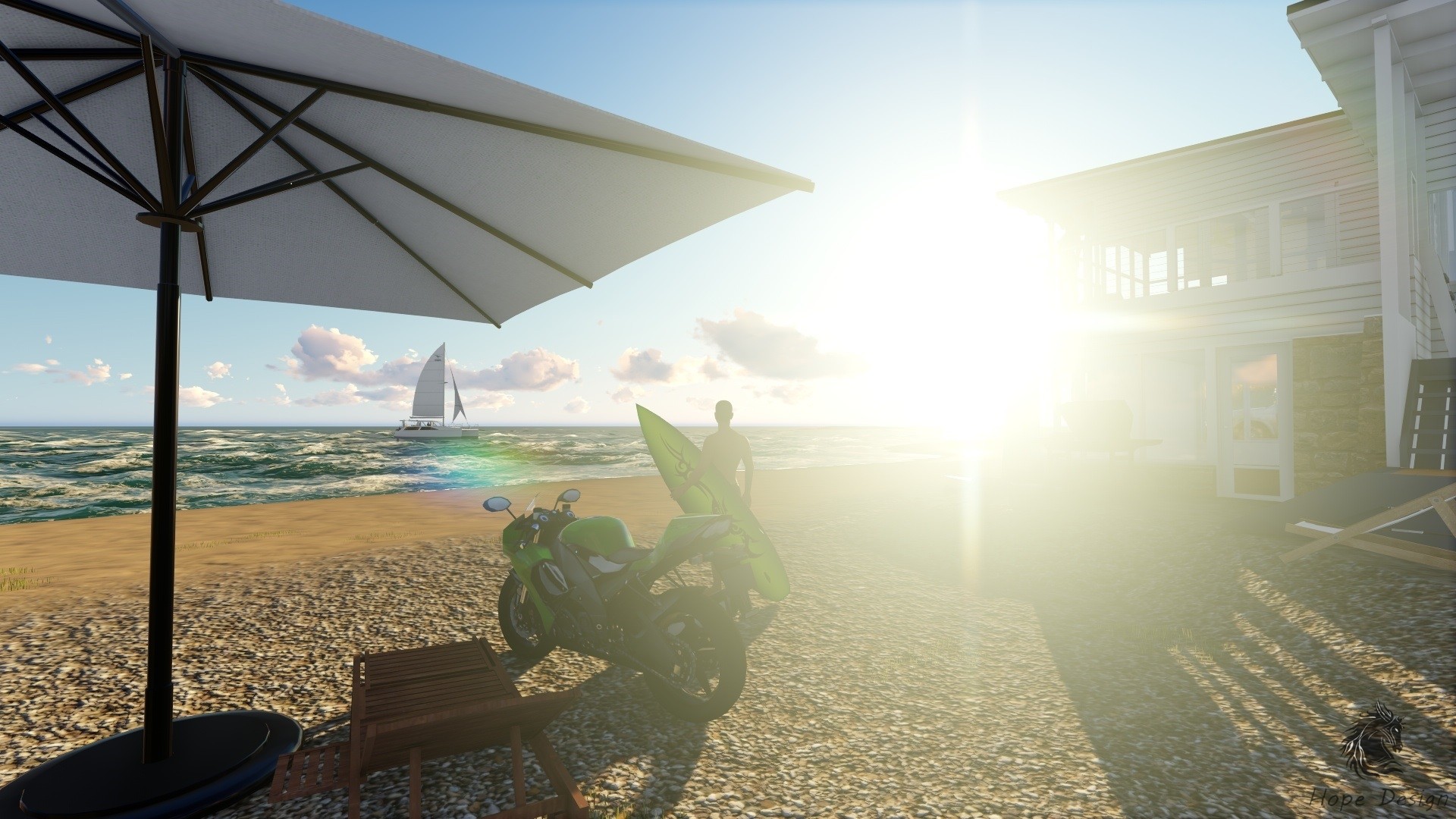 General 1920x1080 sunlight beach motorcycle Green Motorcycles men sky men outdoors vehicle