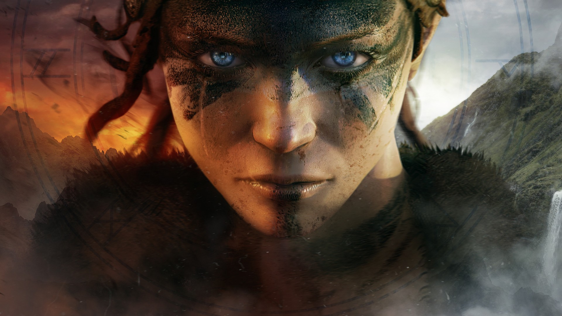 General 1920x1080 Hellblade: Senua's Sacrifice video games blue eyes face closeup looking at viewer video game girls video game characters fantasy art video game art fantasy girl women