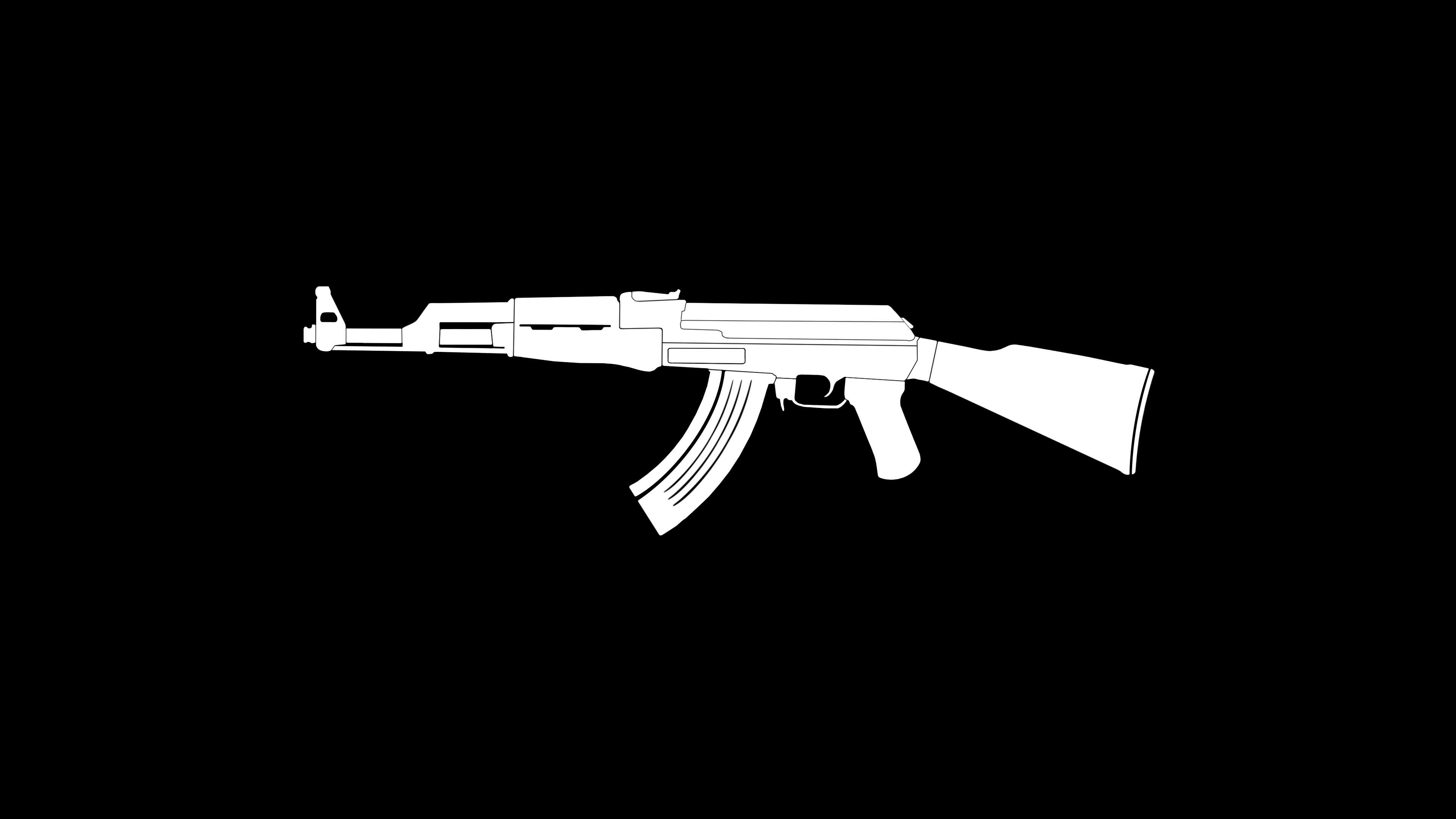 General 3840x2160 weapon minimalism artwork black background simple background AK-47 assault rifle Russian/Soviet firearms