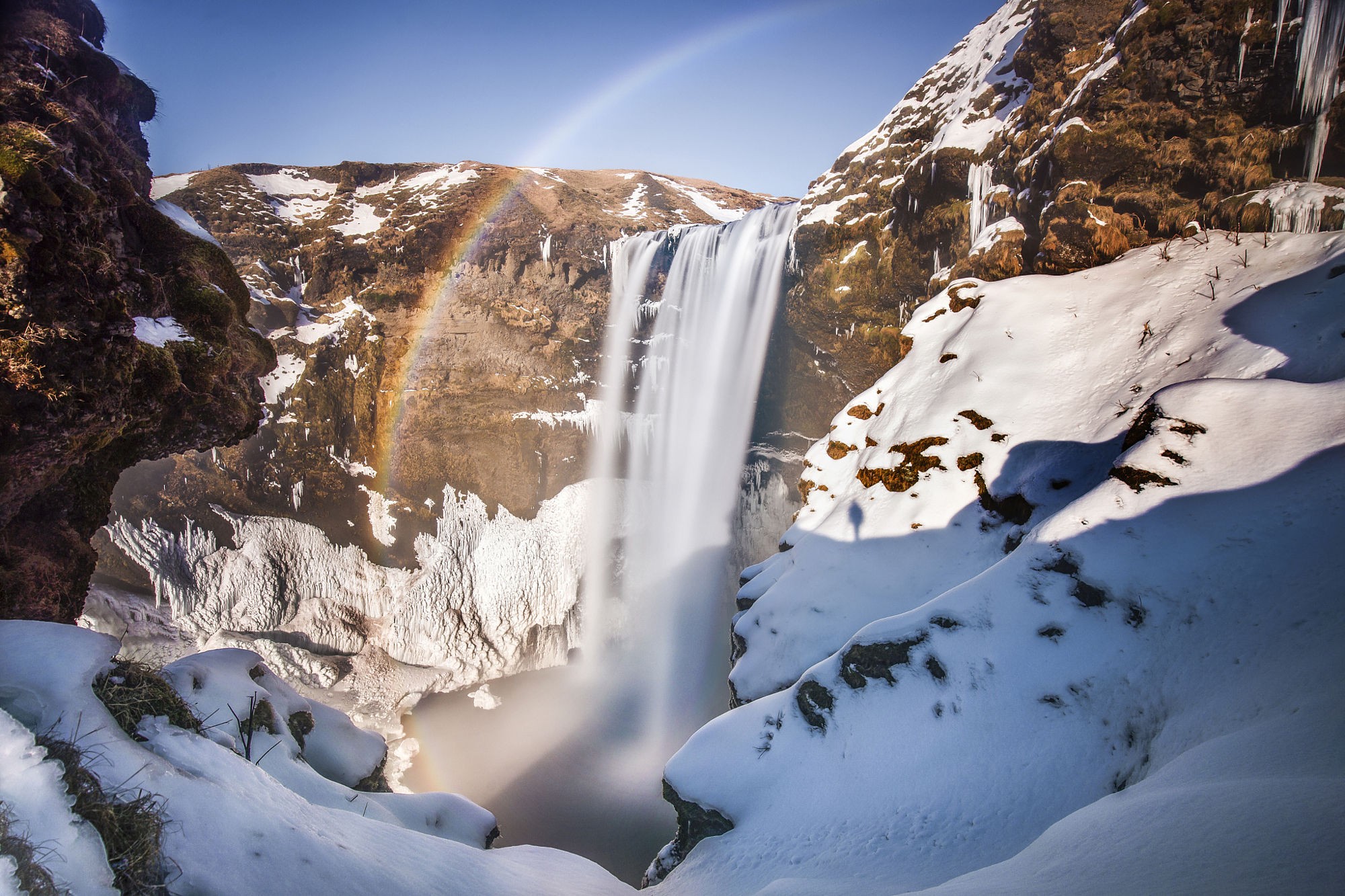 General 2000x1333 rainbows waterfall winter snow snowflakes nature mountains cold outdoors ice