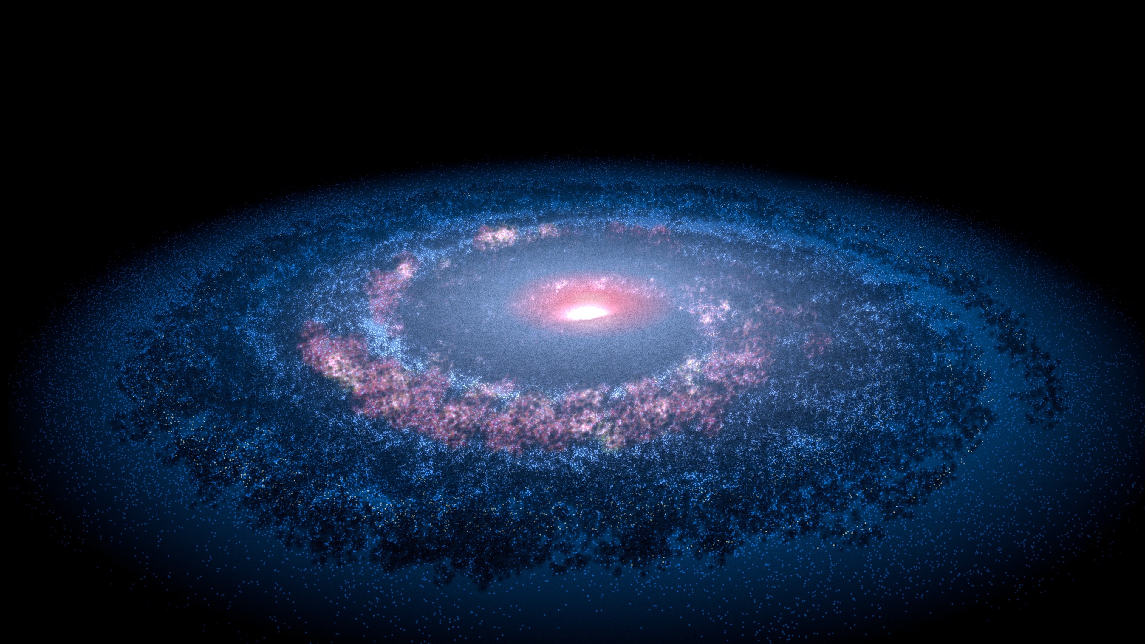 General 3840x2160 black background digital art universe space Milky Way ellipses blue spiral galaxy space art