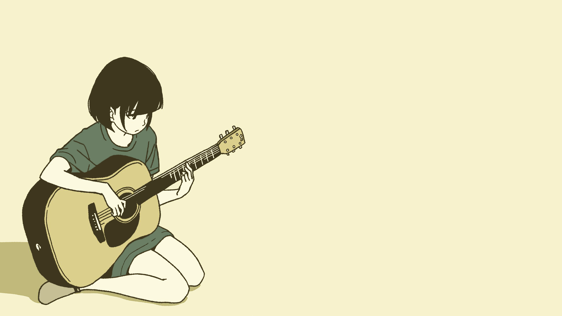 Anime 1920x1080 anime girls guitar simple background