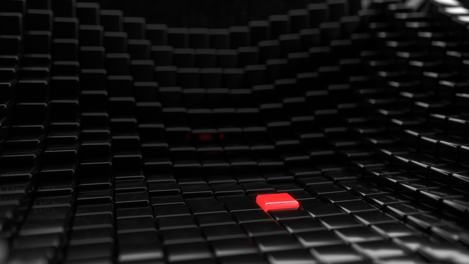 General 1920x1080 minimalism cubic digital art red black dark depth of field glowing