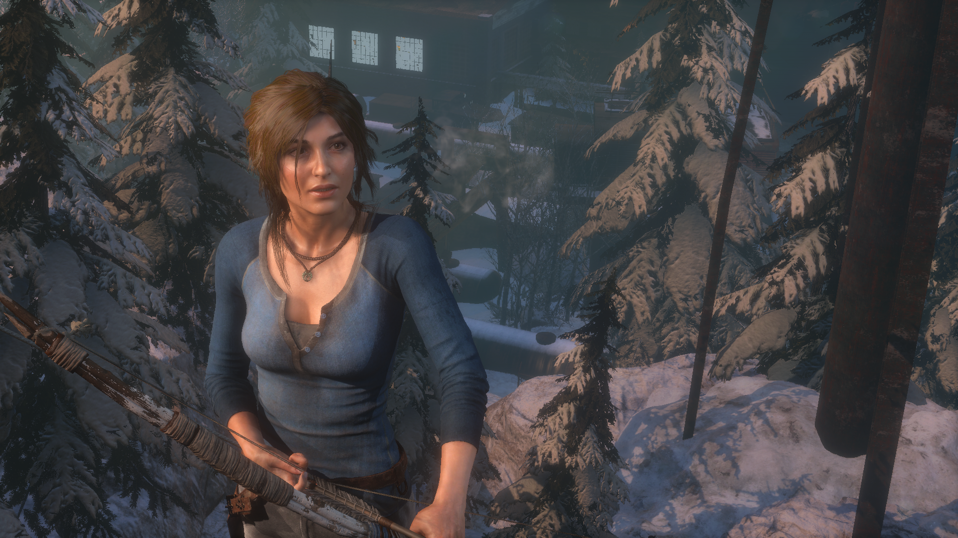 General 1920x1080 Rise of the Tomb Raider Tomb Raider video games snow bow screen shot Lara Croft (Tomb Raider) PC gaming