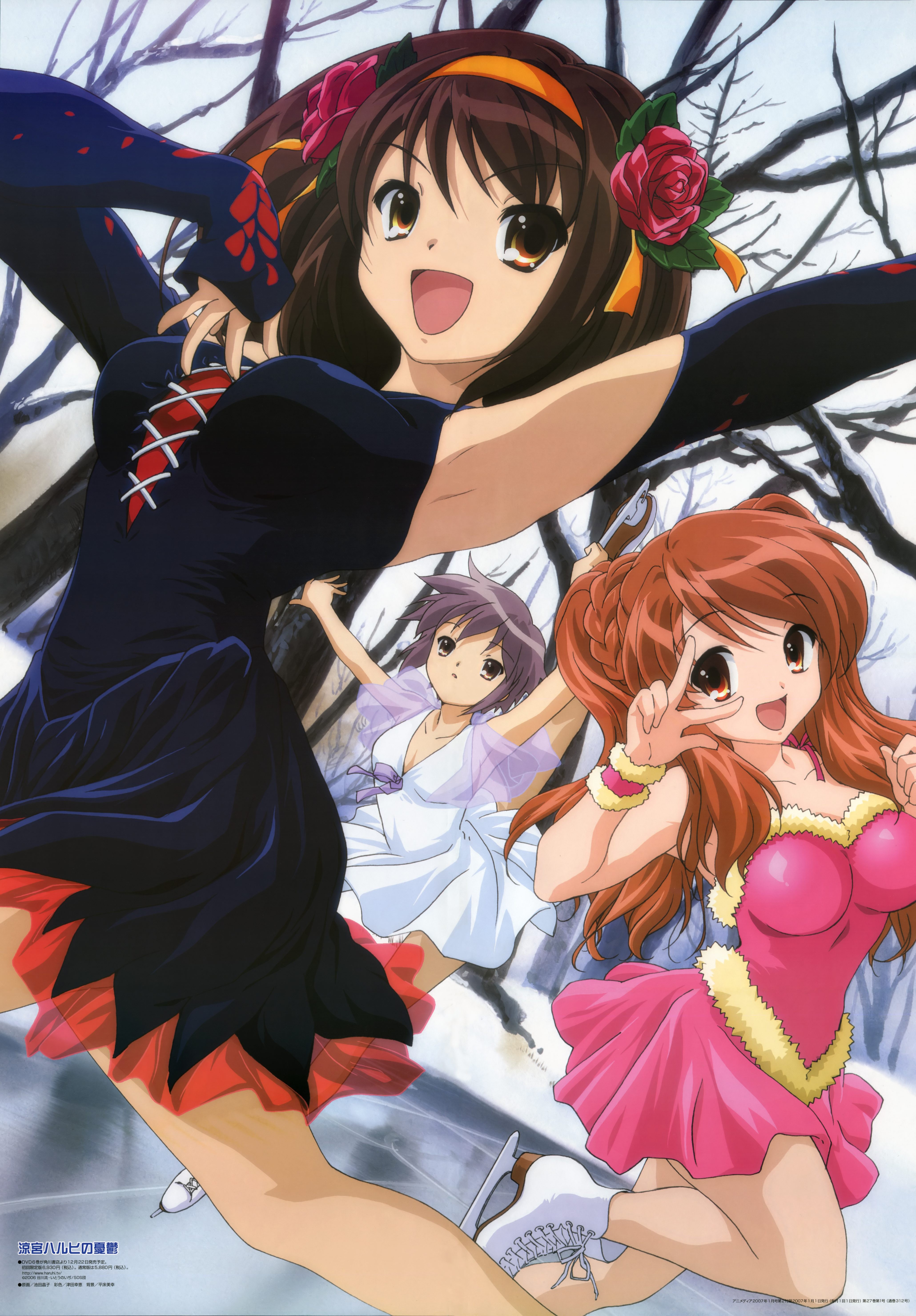 Anime 4120x5917 anime The Melancholy of Haruhi Suzumiya anime girls open mouth flower in hair