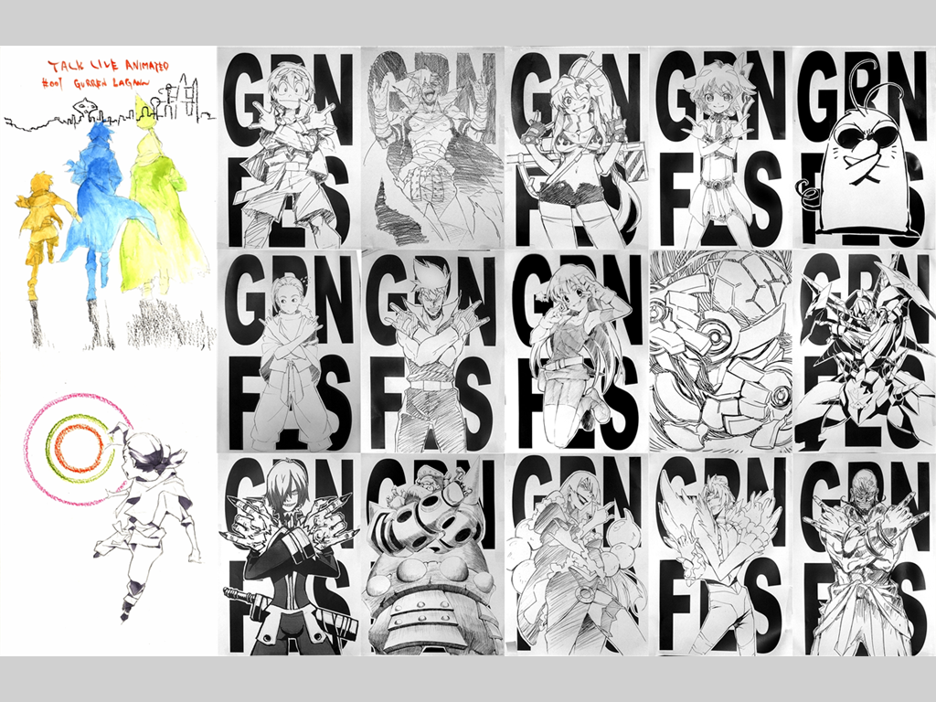 Anime 1024x768 anime Tengen Toppa Gurren Lagann collage