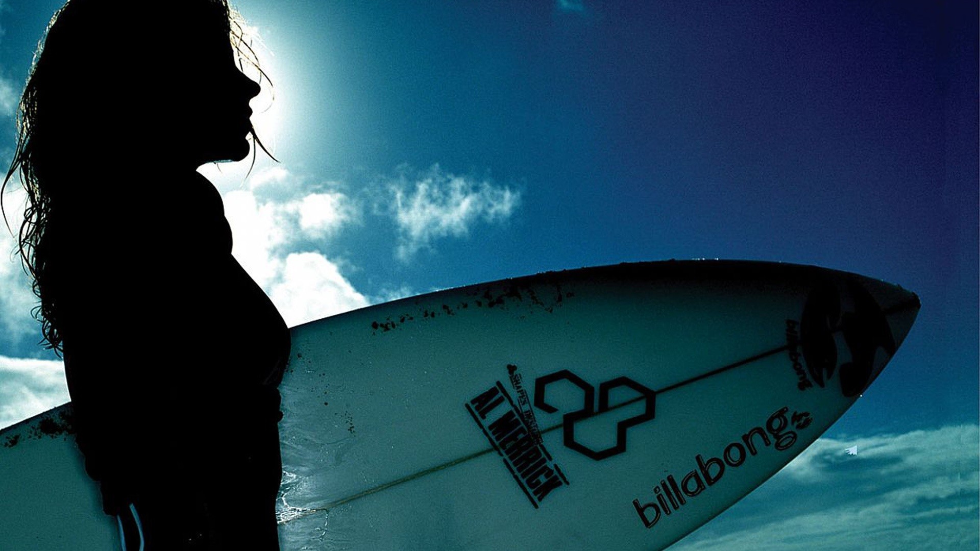People 1920x1080 surfing surfboards silhouette women