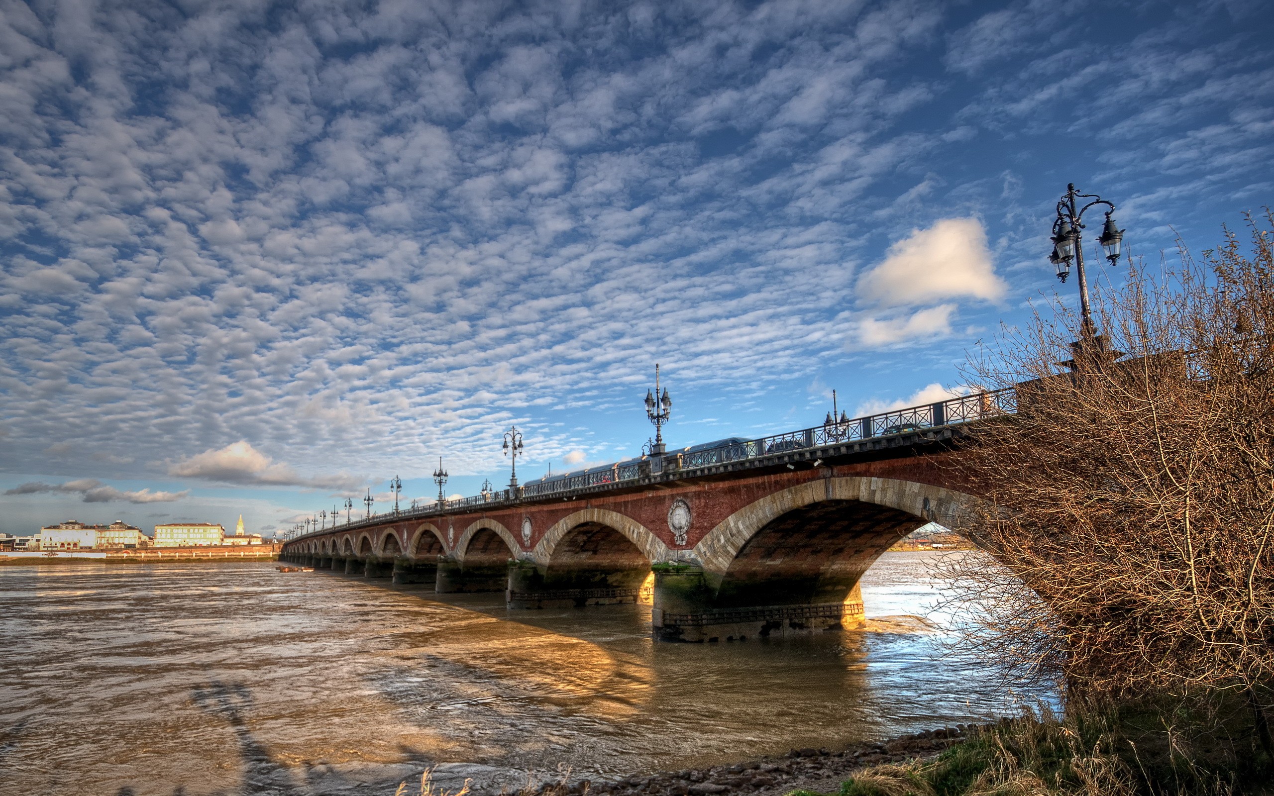 General 2560x1600 France Bordeaux bridge clouds