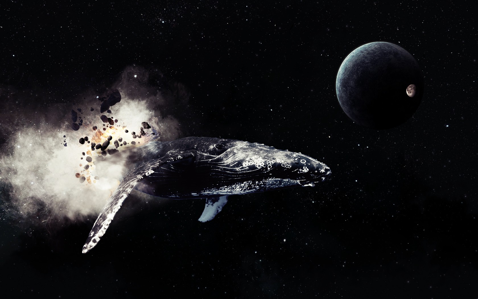 General 1680x1050 space stars planet Moon whale comet