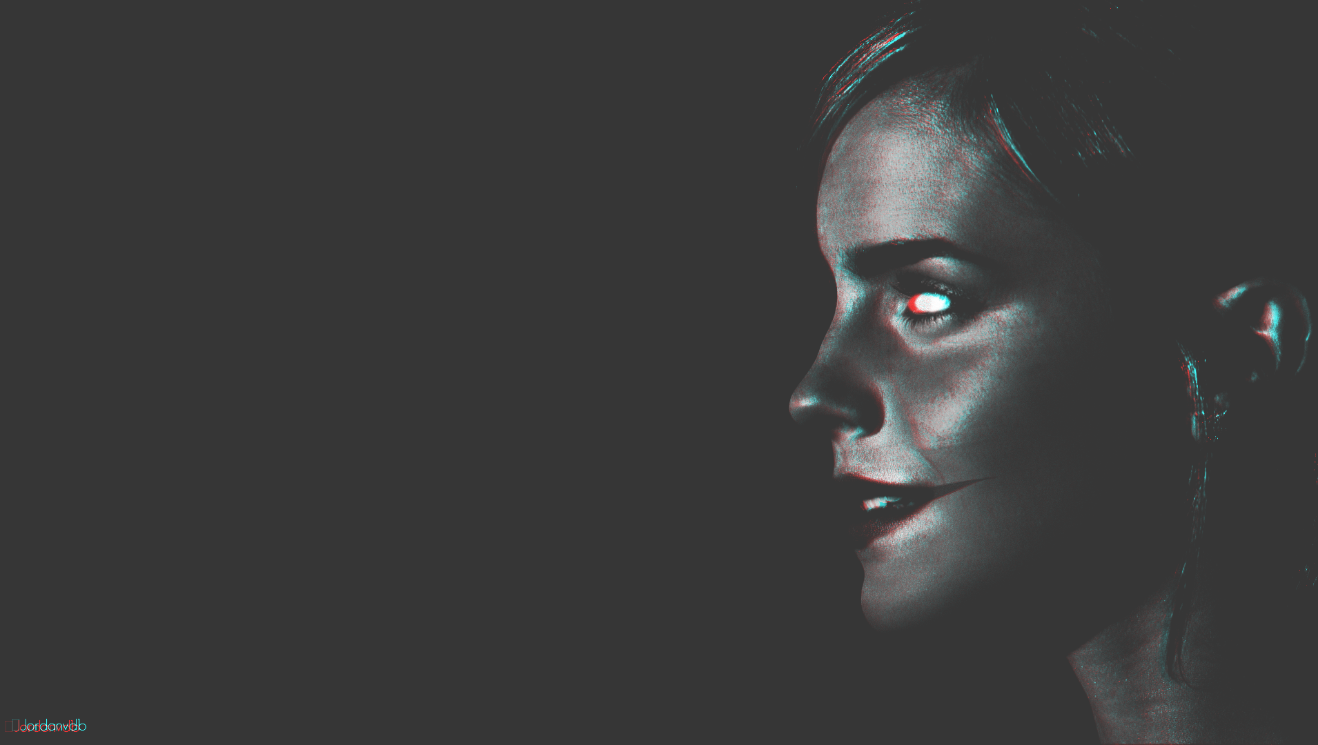 General 1910x1080 women actress 3D Emma Watson monochrome British women face profile simple background