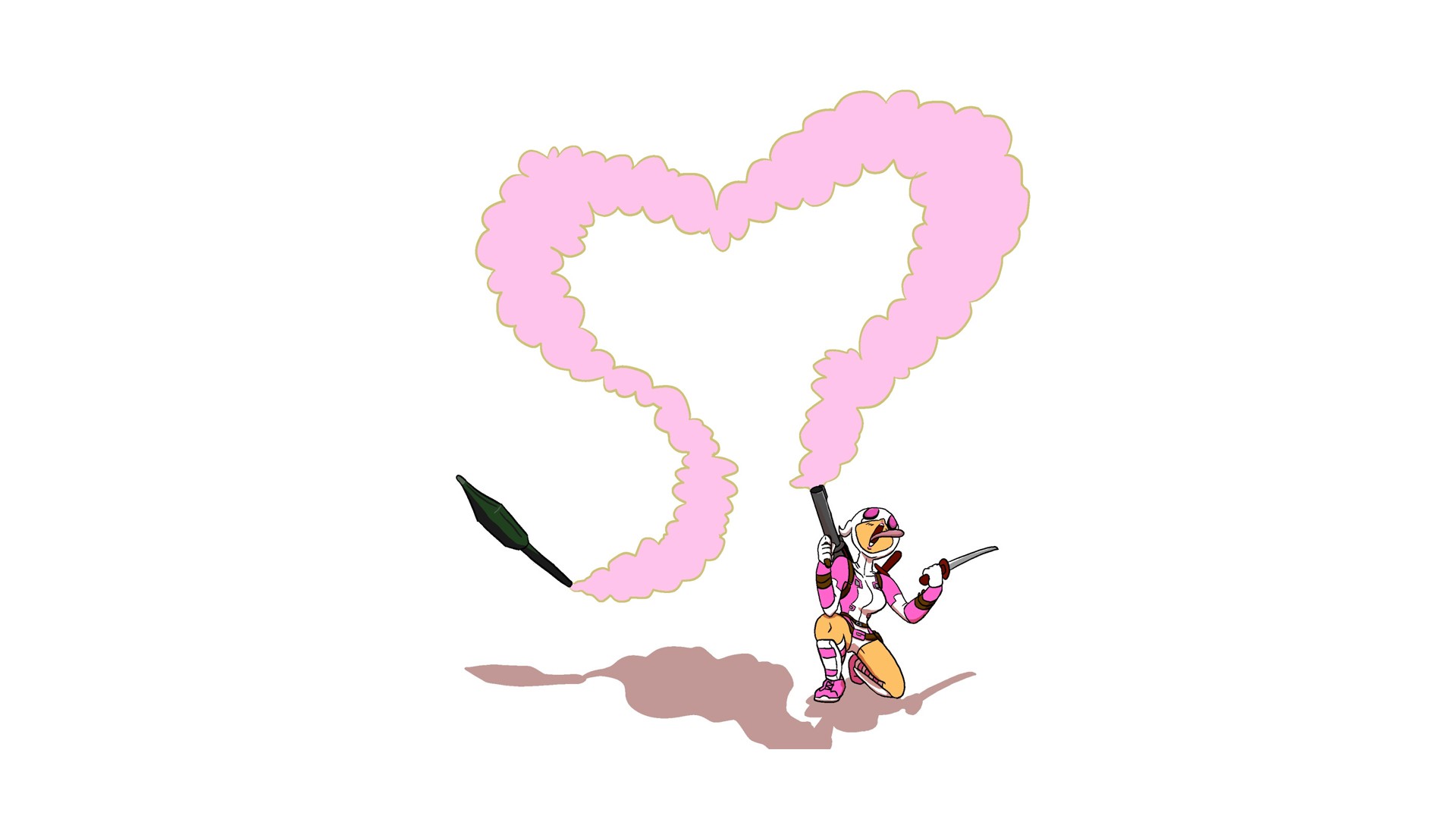 General 1920x1080 Gwenpool pink heart simple background
