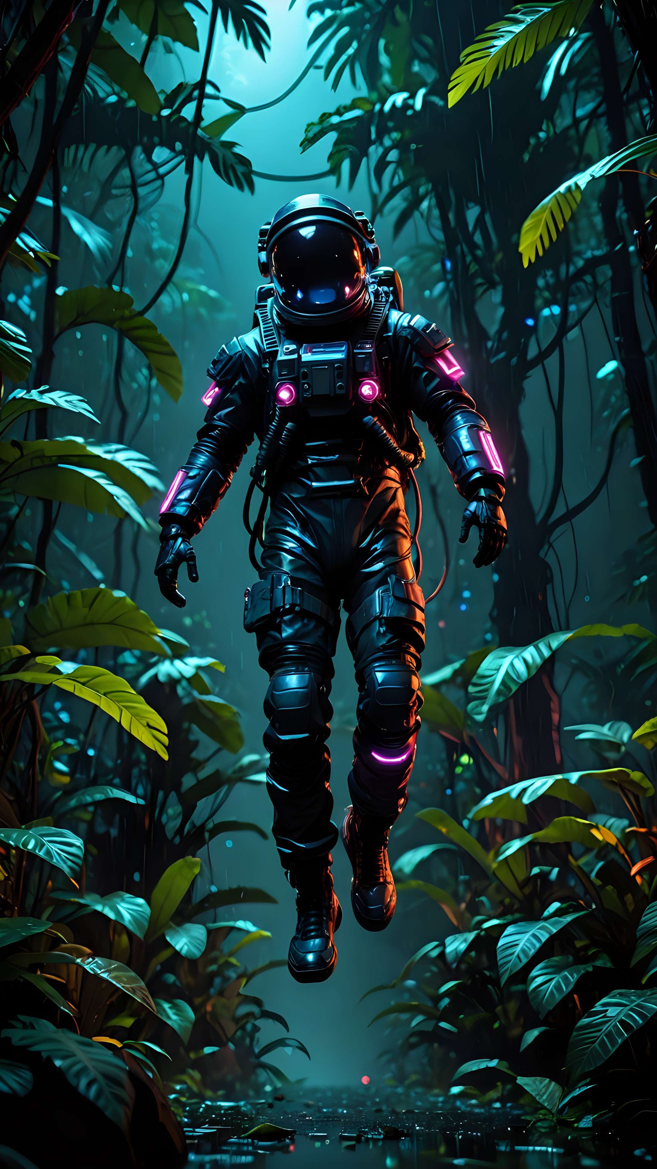 General 2304x4096 AI art astronaut forest neon