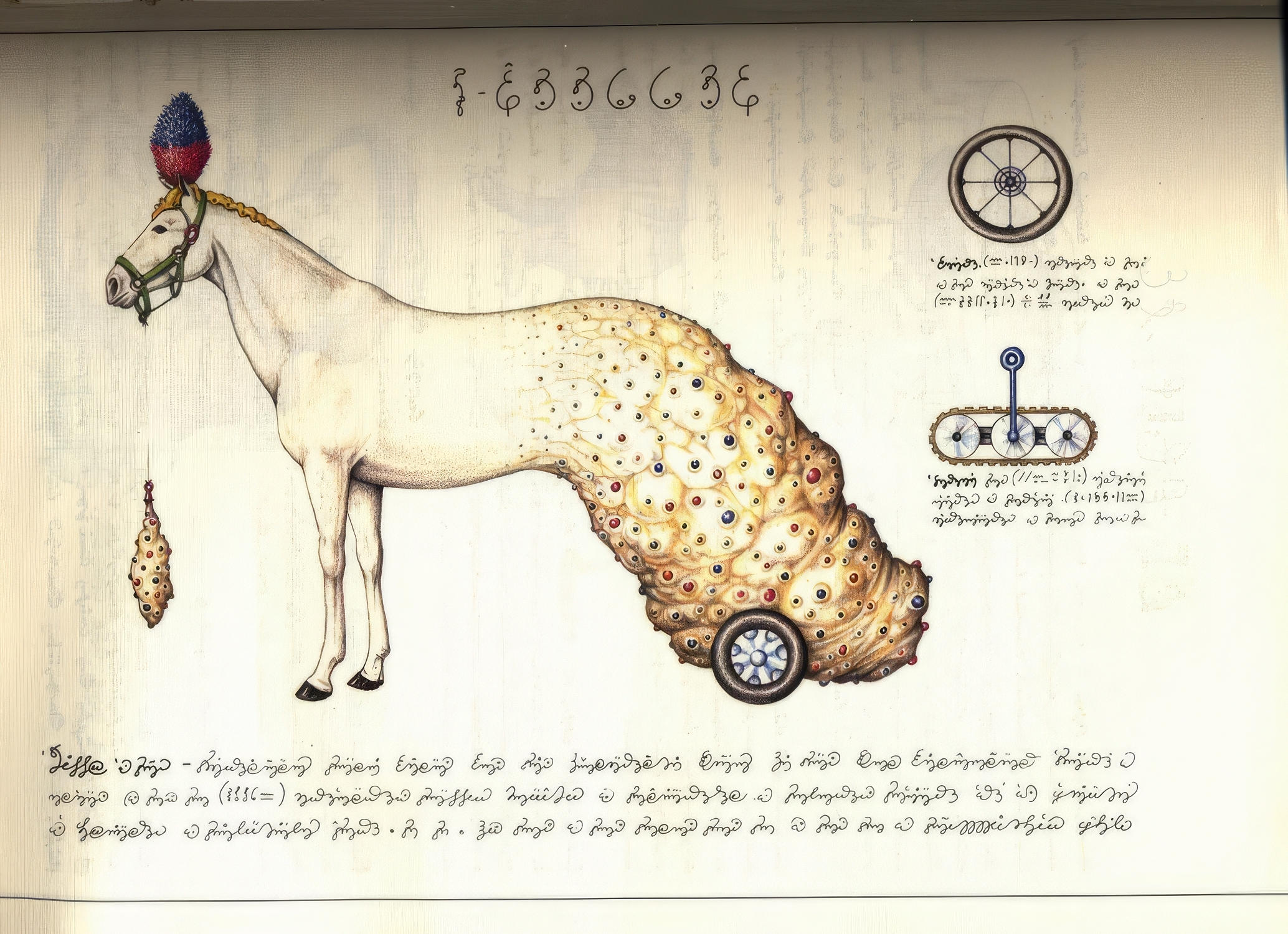 General 2068x1500 Codex Seraphinianus horse surreal
