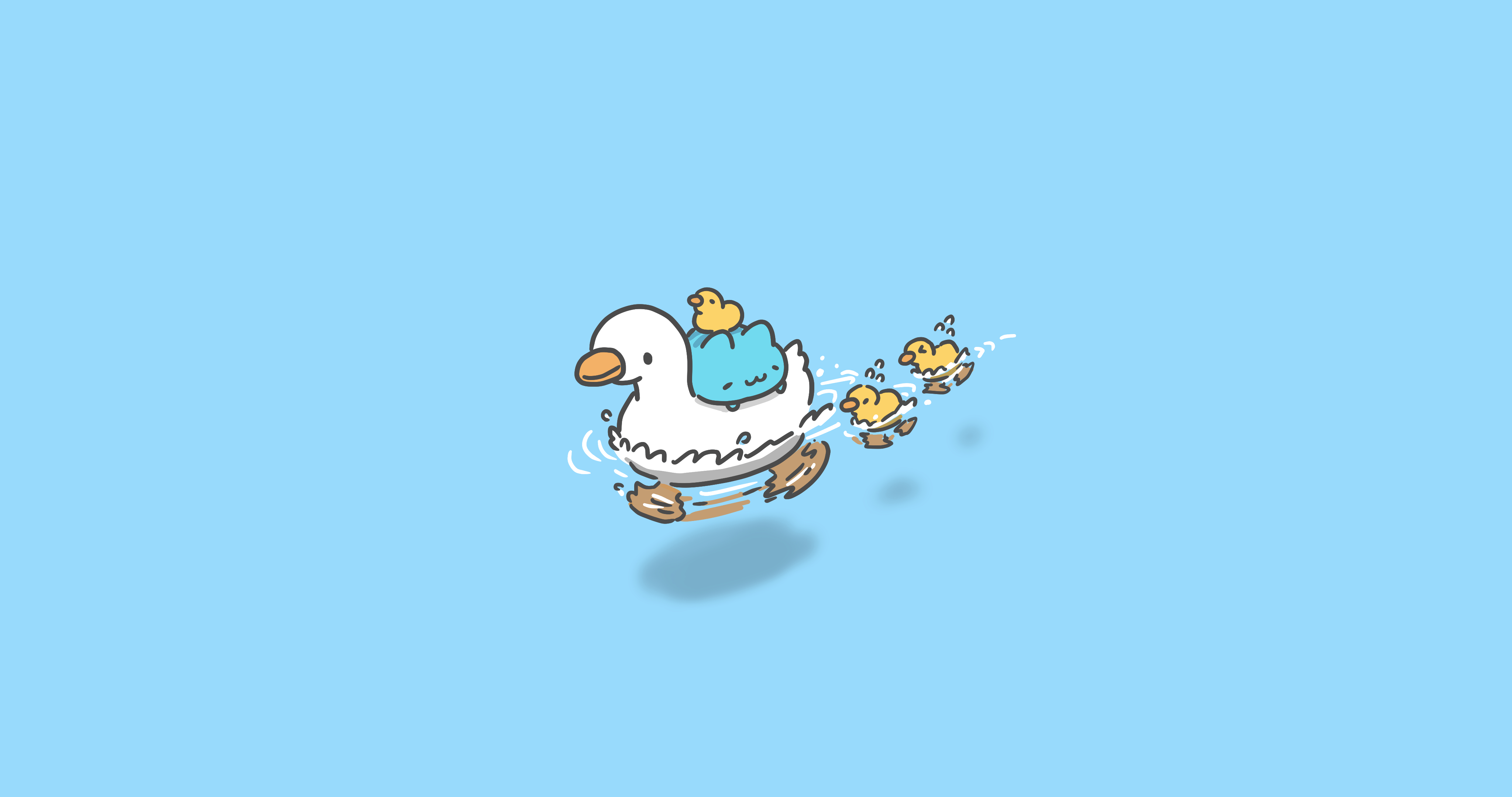General 4096x2160 minimalism water simple background duck animals blue background swimming digital art