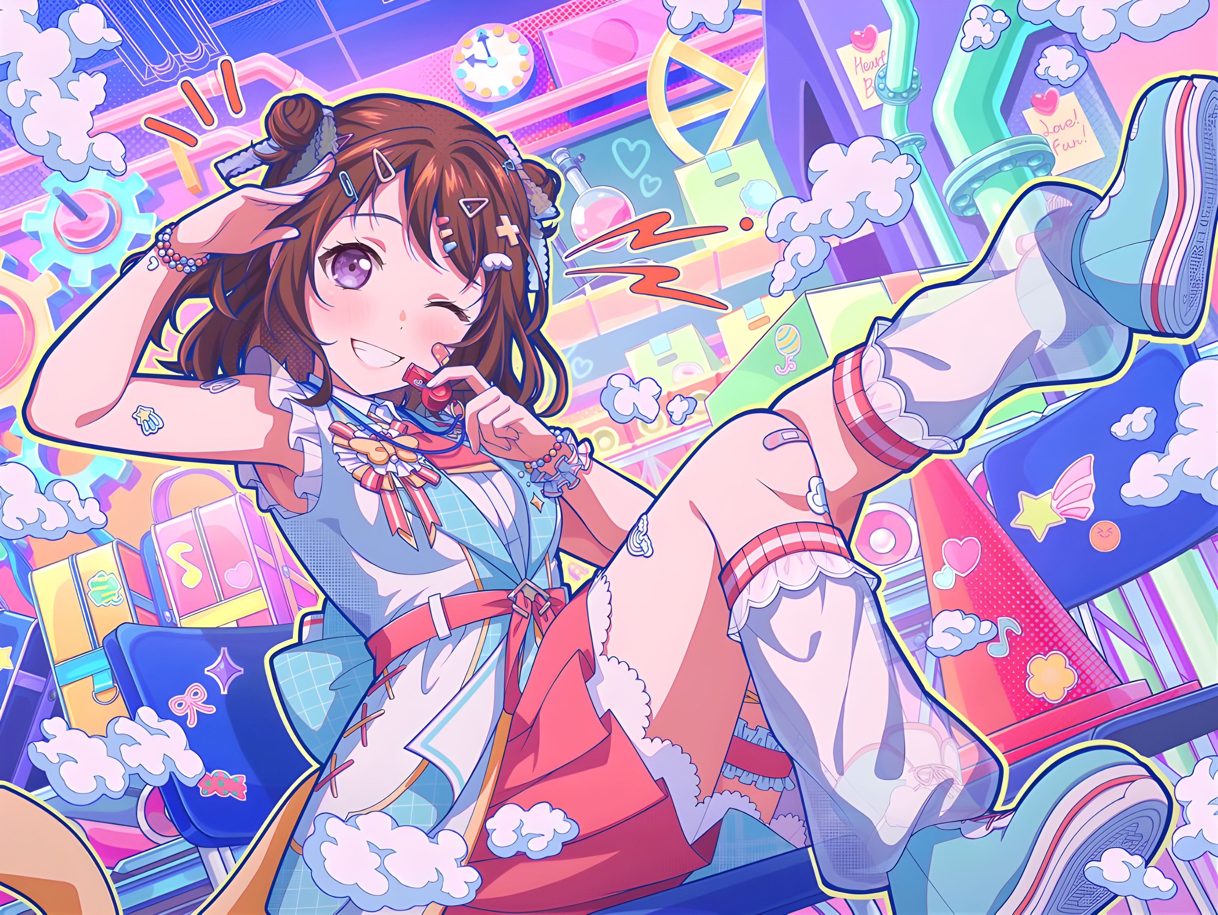 Cute girl, staff, cute, pretty, girl, whistle, anime, musical notes, night,  HD wallpaper | Peakpx