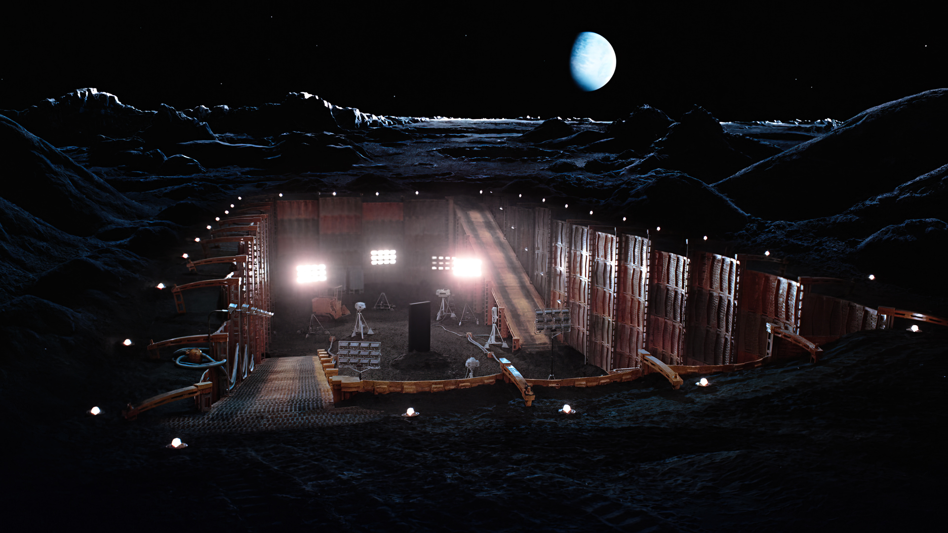 General 1920x1080 2001: A Space Odyssey movies film stills Stanley Kubrick space Monolith planet night