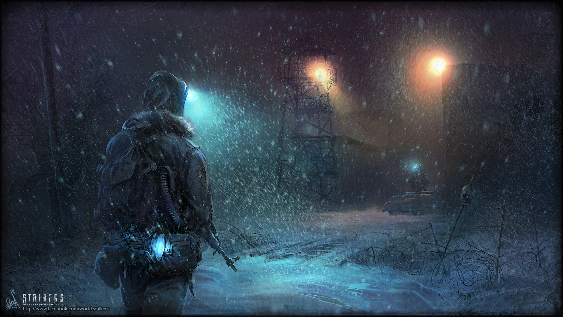 General 1920x1080 S.T.A.L.K.E.R. S.T.A.L.K.E.R.: Clear Sky snow assault rifle looking into the distance cold video games video game art winter lights