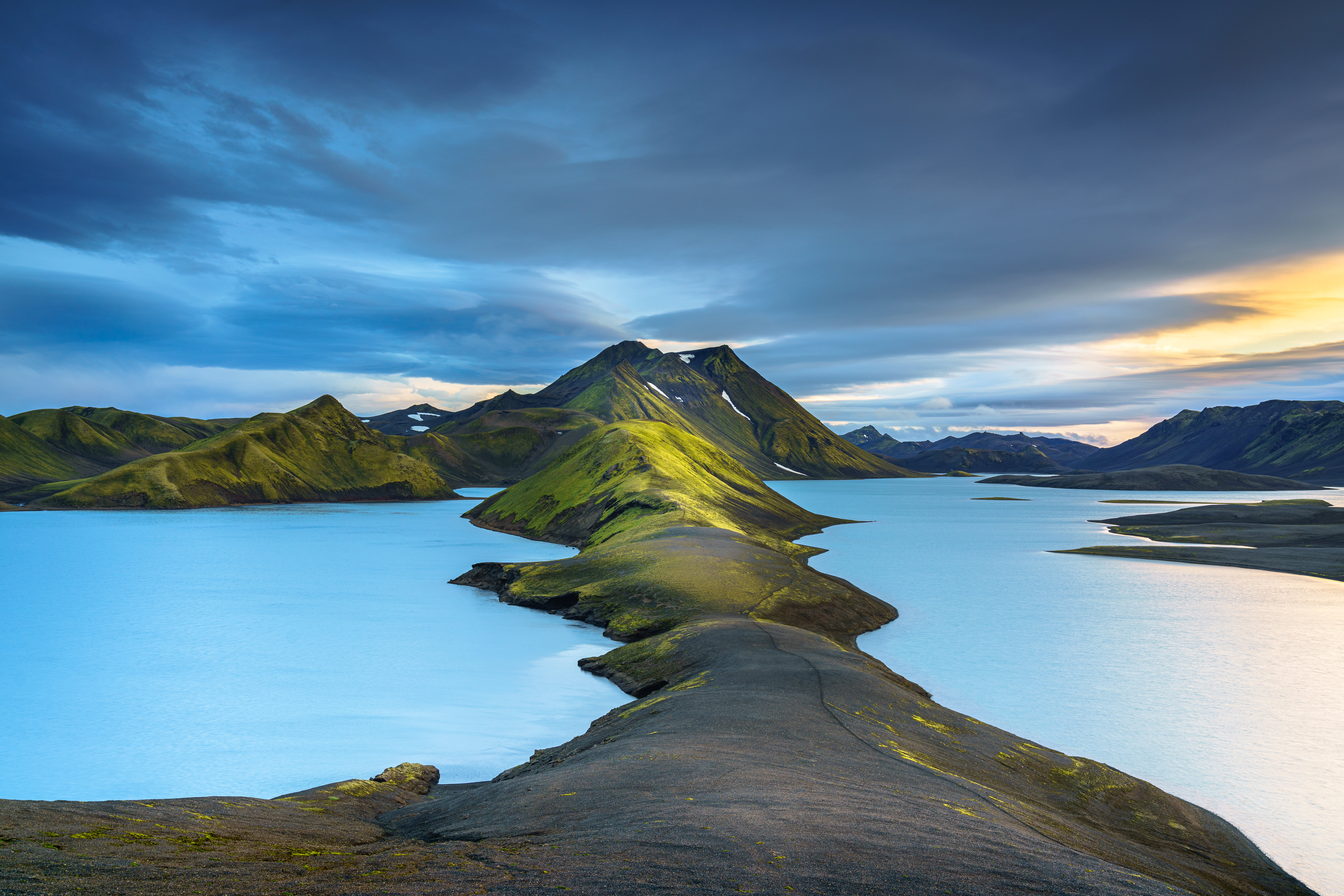 General 6144x4098 nature landscape mountains grass clouds sky water black sand Iceland Daniel Burton