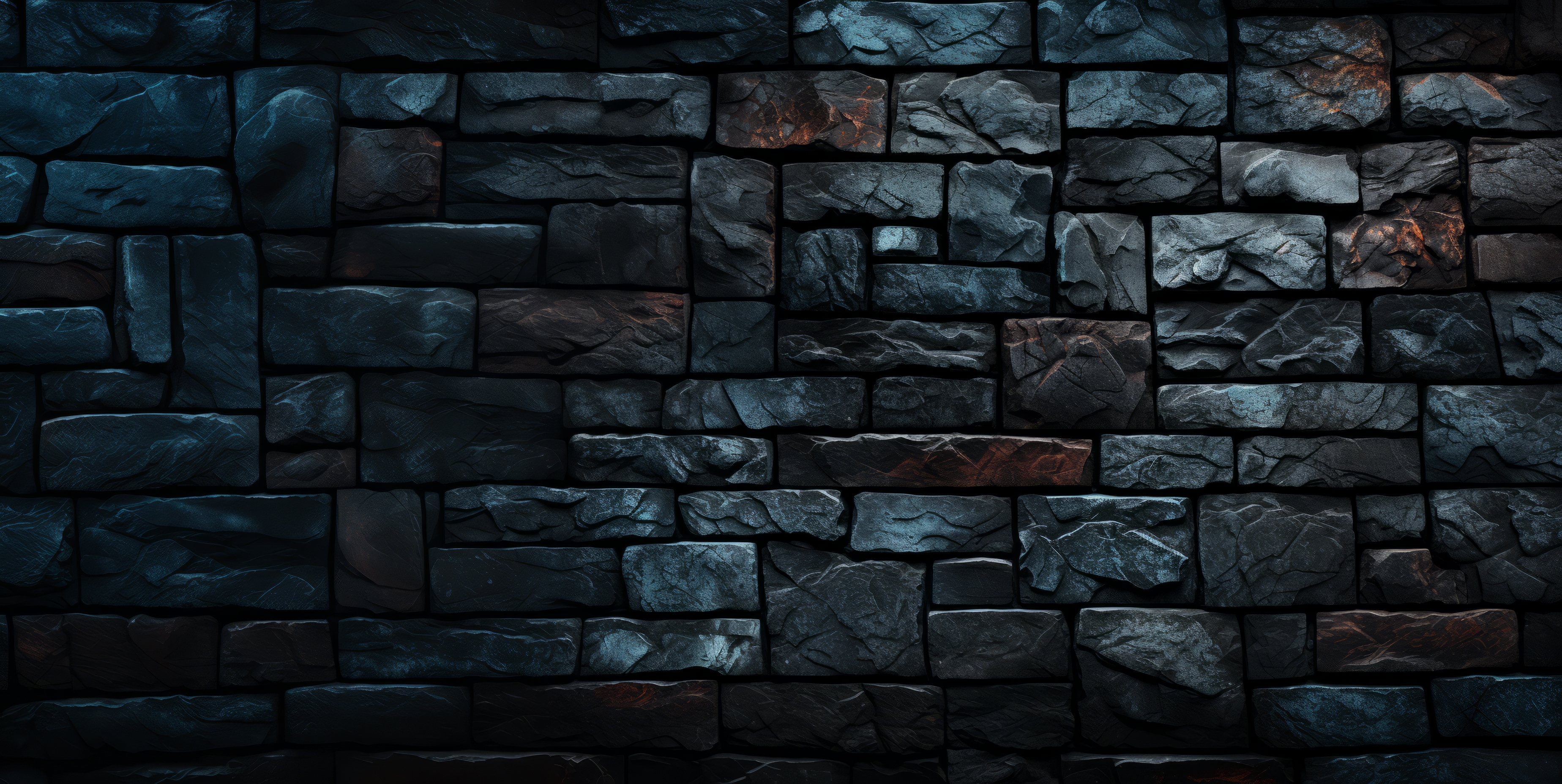 General 3696x1856 AI art stone wall dark digital art wall texture minimalism simple background