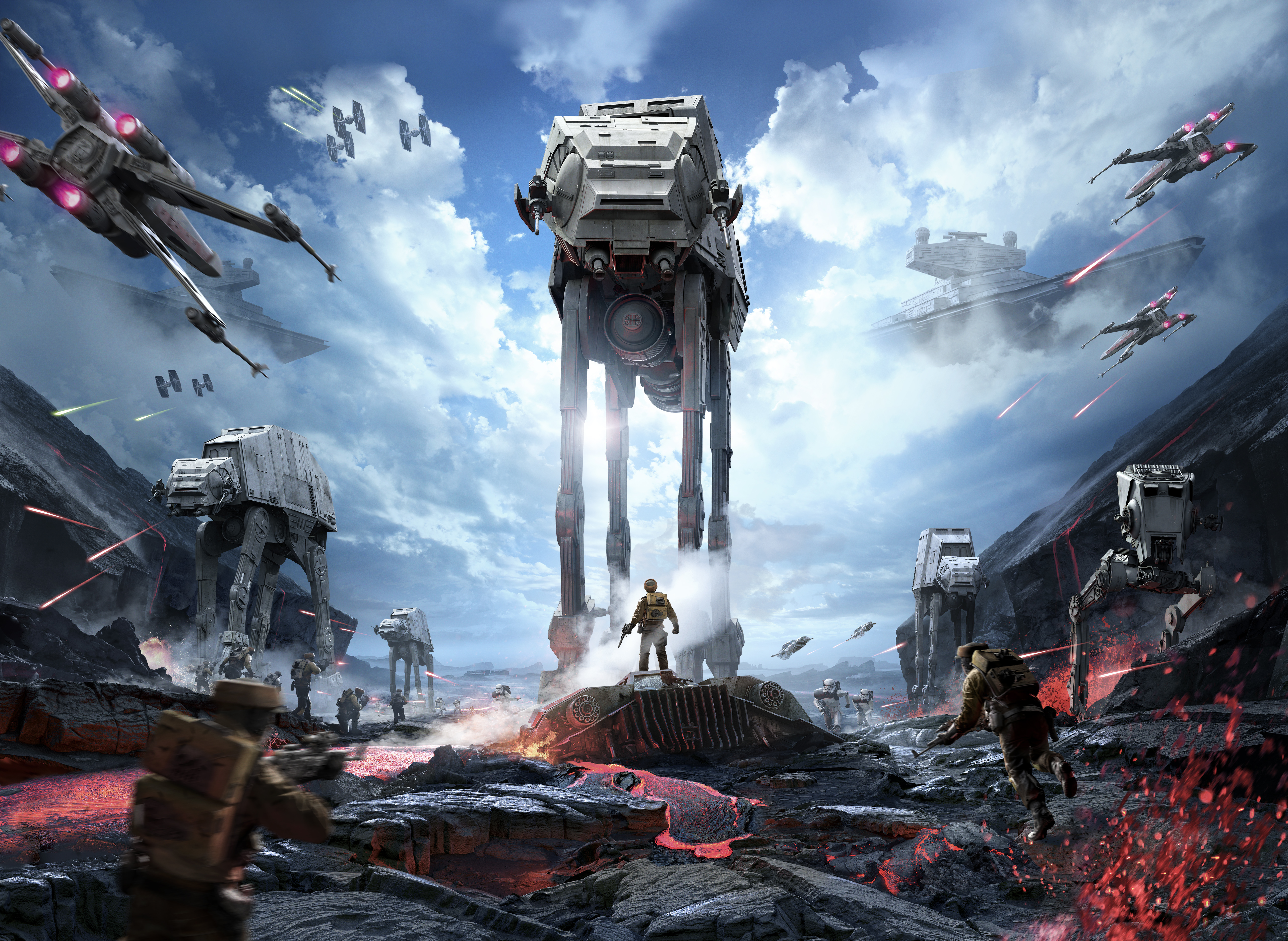 General 5132x3750 Star Wars: Battlefront video games Star Wars AT-AT X-wing Imperial Forces clouds sky technology running soldier video game art