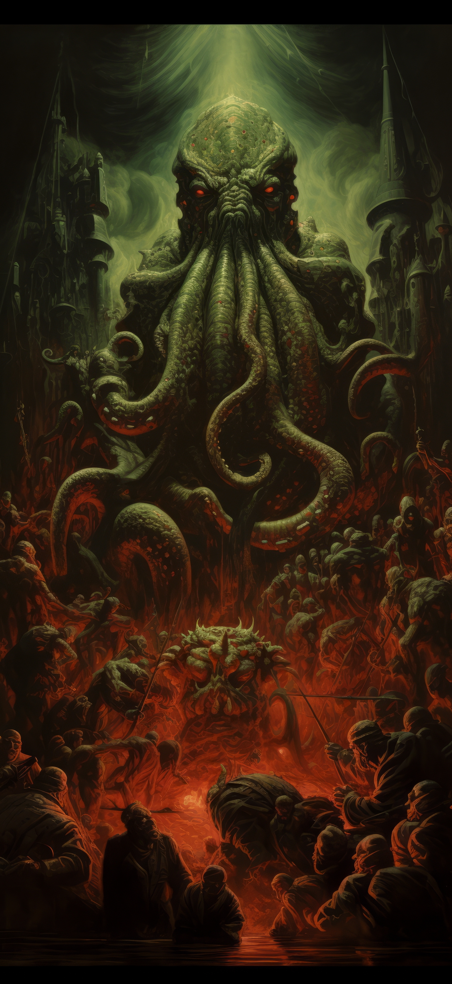 General 1472x3200 AI art illustration horror Eldritch portrait display tentacles
