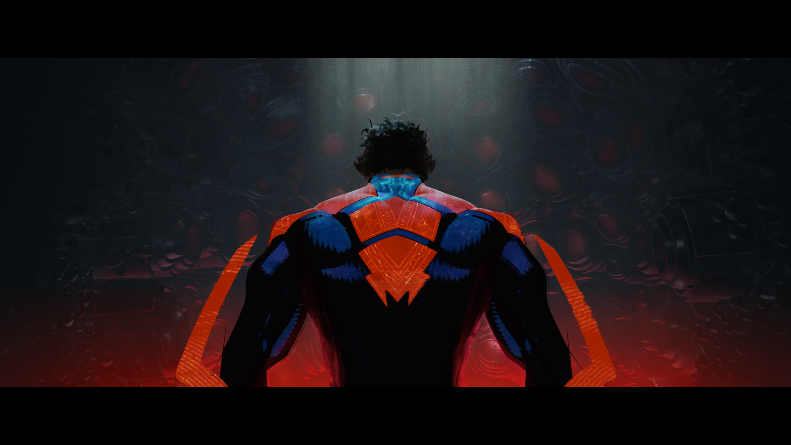 General 2560x1440 Spider-Man: Across the Spider-Verse Spider-Man bodysuit simple background minimalism superhero screen shot