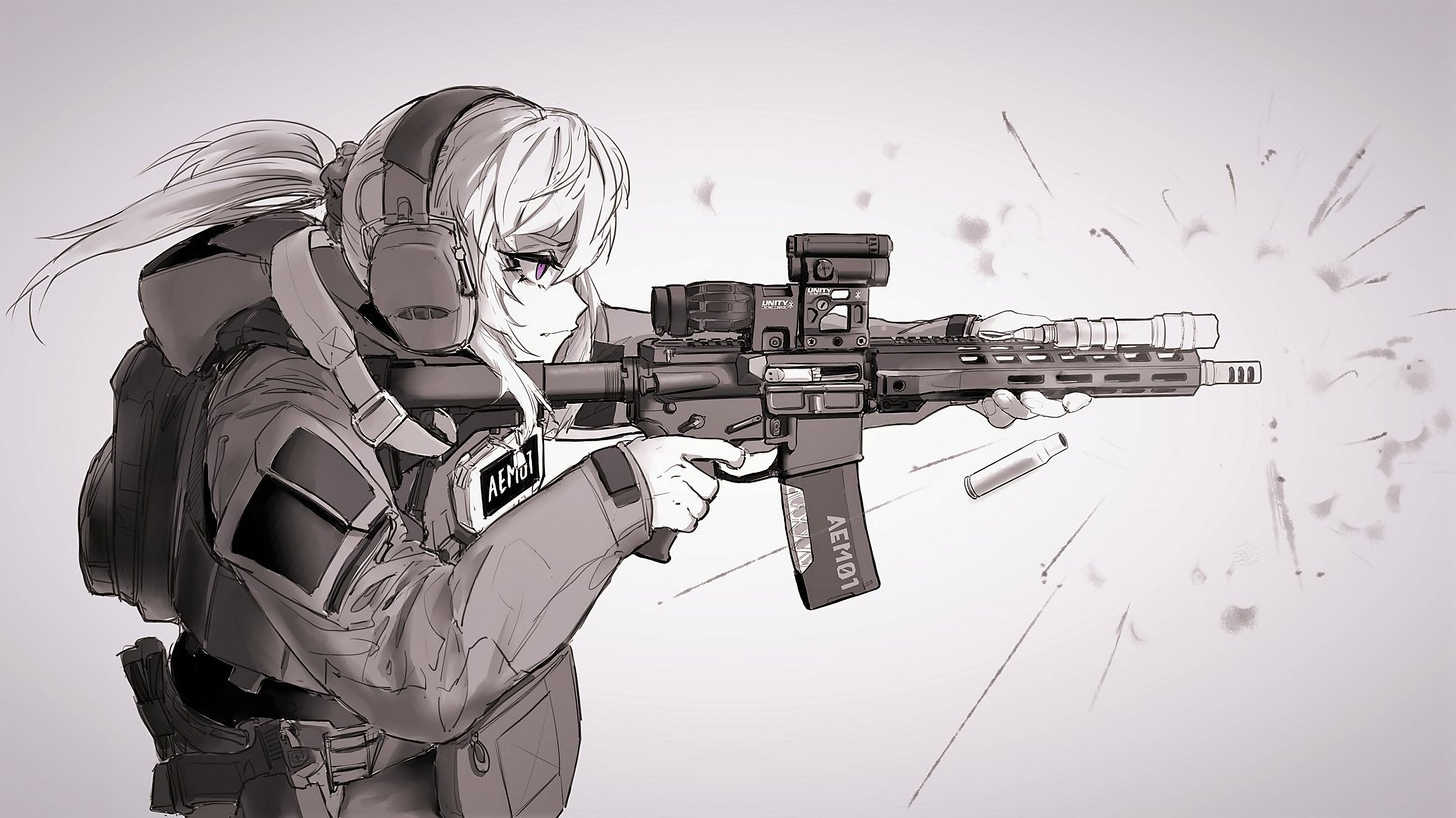 Anime 6240x3508 AR-15 operator AEM01 tactical girls with guns anime girls with guns anime girls