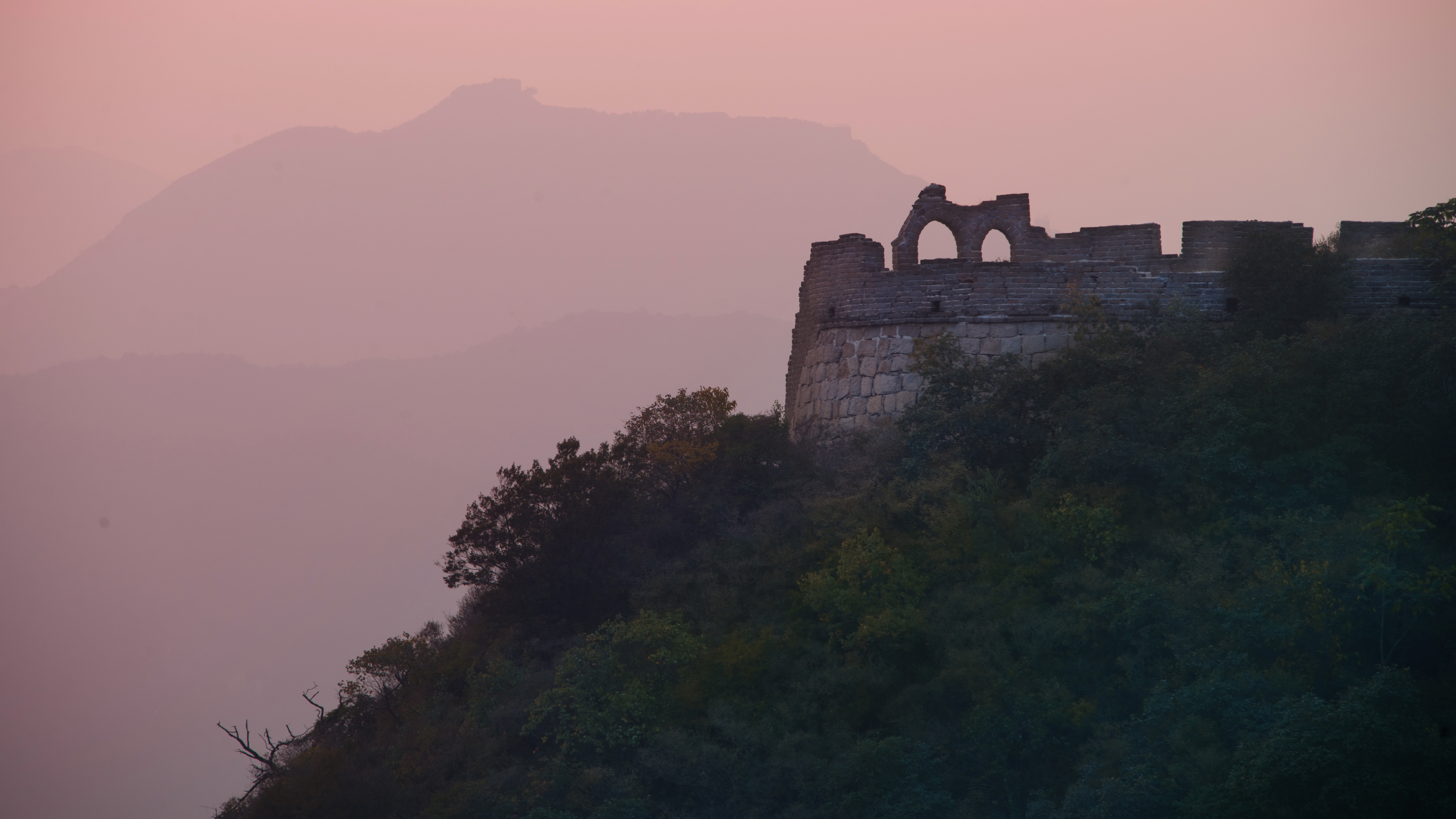 General 3840x2160 landscape 4K Great Wall of China ruins hills