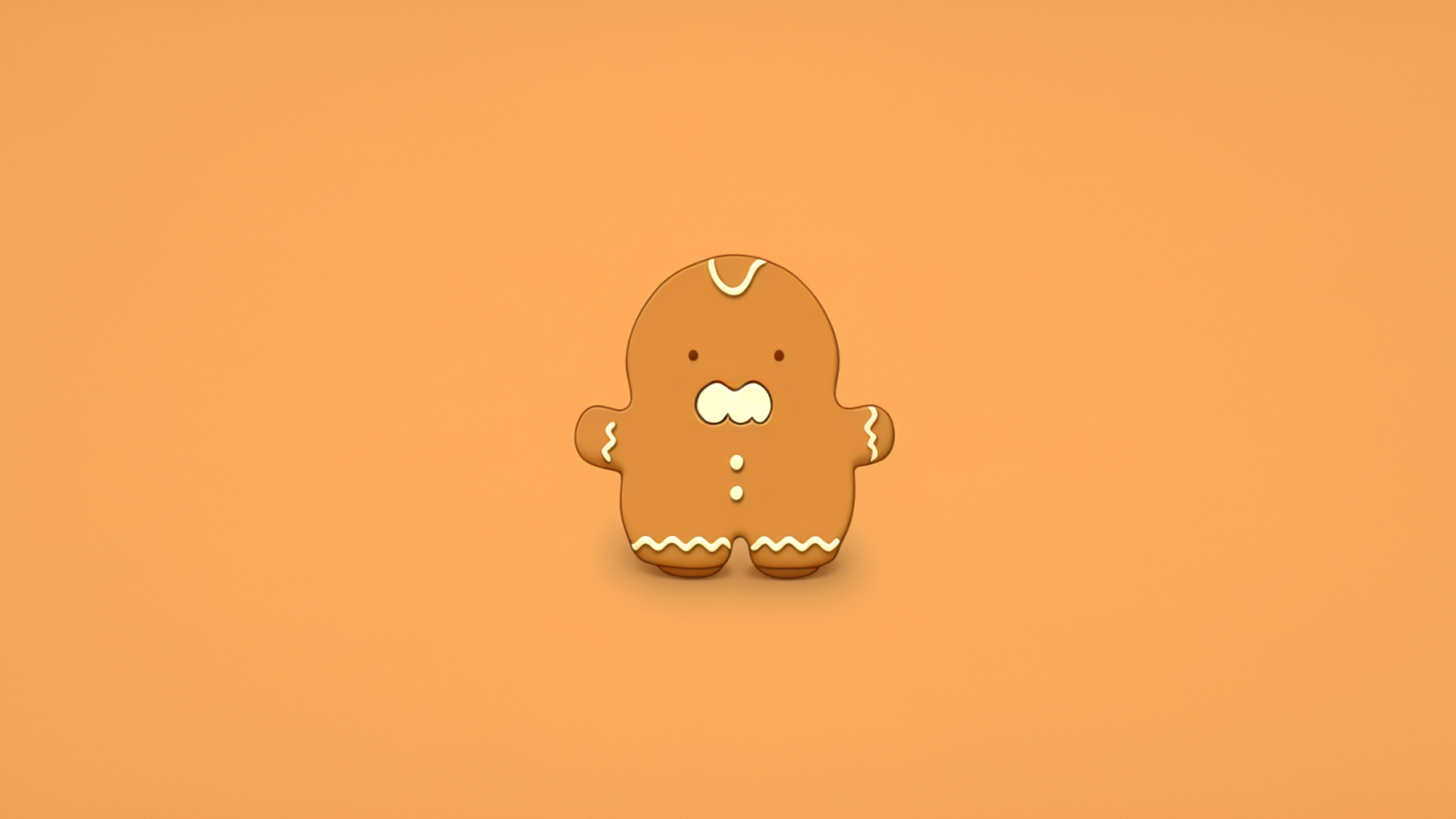 General 1920x1080 AI art Winter Is Coming simple background orange background gingerbread minimalism Gingerbread Man Christmas