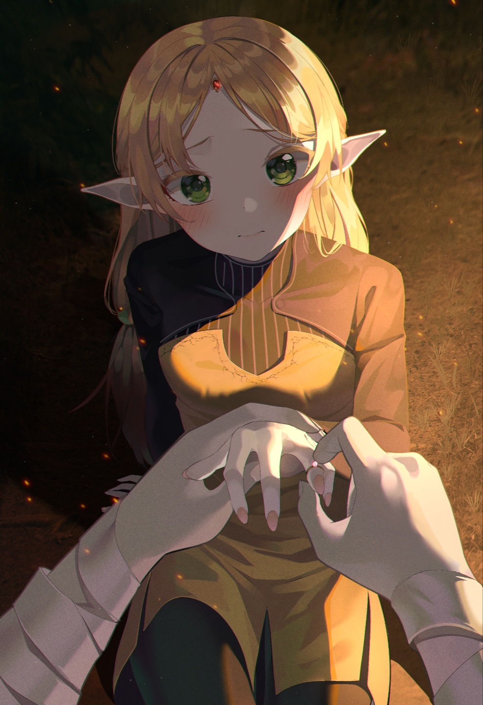 Anime 987x1440 Isekai Ojisan Elf (Isekai Ojisan) Sui (Isekai Ojisan) anime girls POV pointy ears green eyes blonde elves