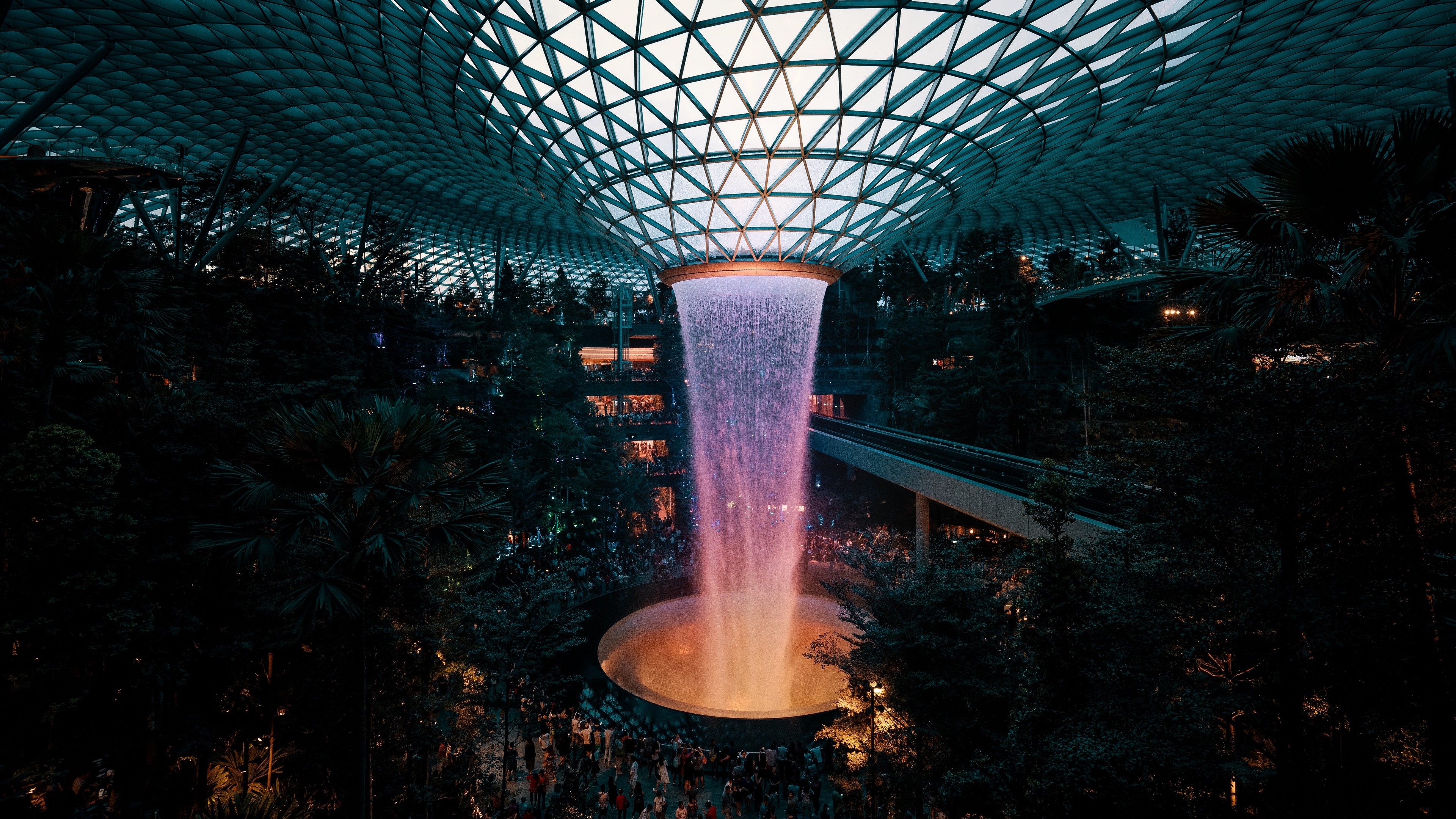 General 3840x2160 plants photography architecture water Jewel Changi Airport Singapore