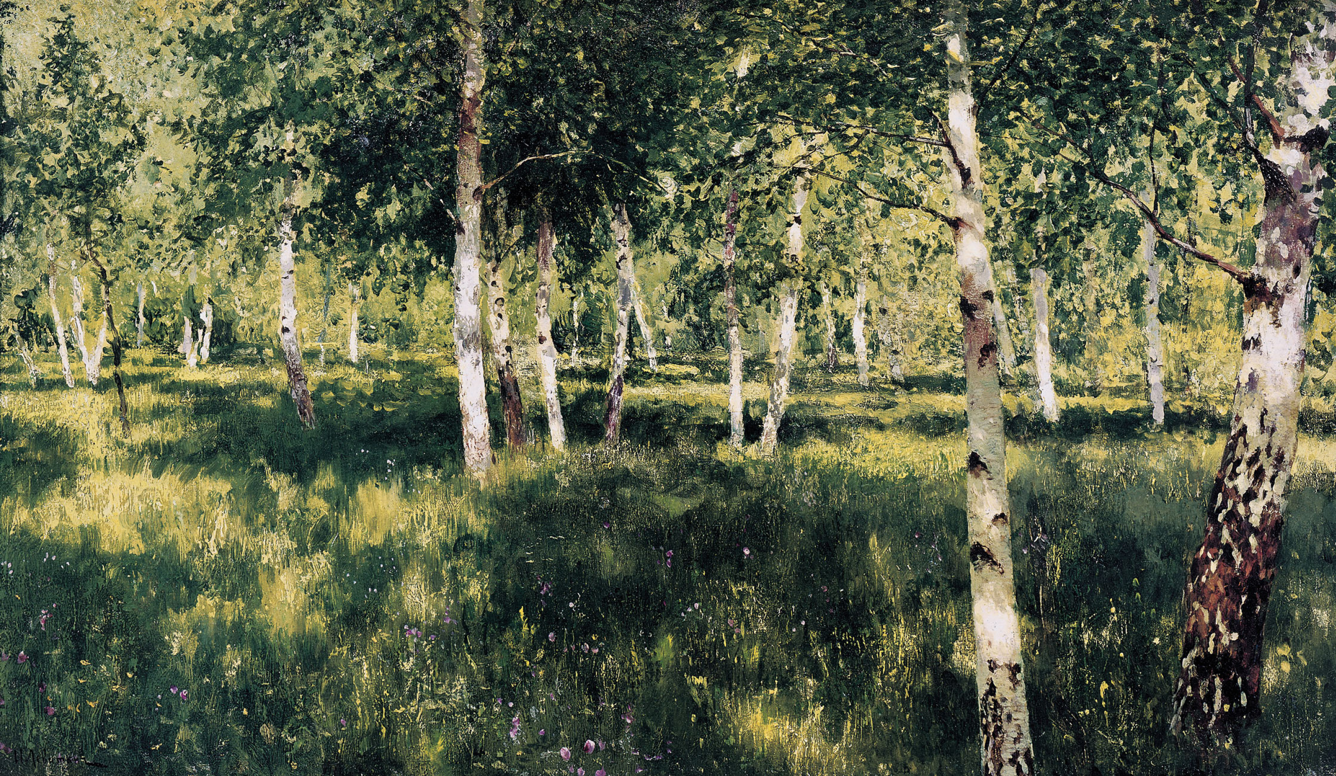 General 2755x1600 Isaac Ilyich Levitan traditional art artwork trees grass nature forest flowers