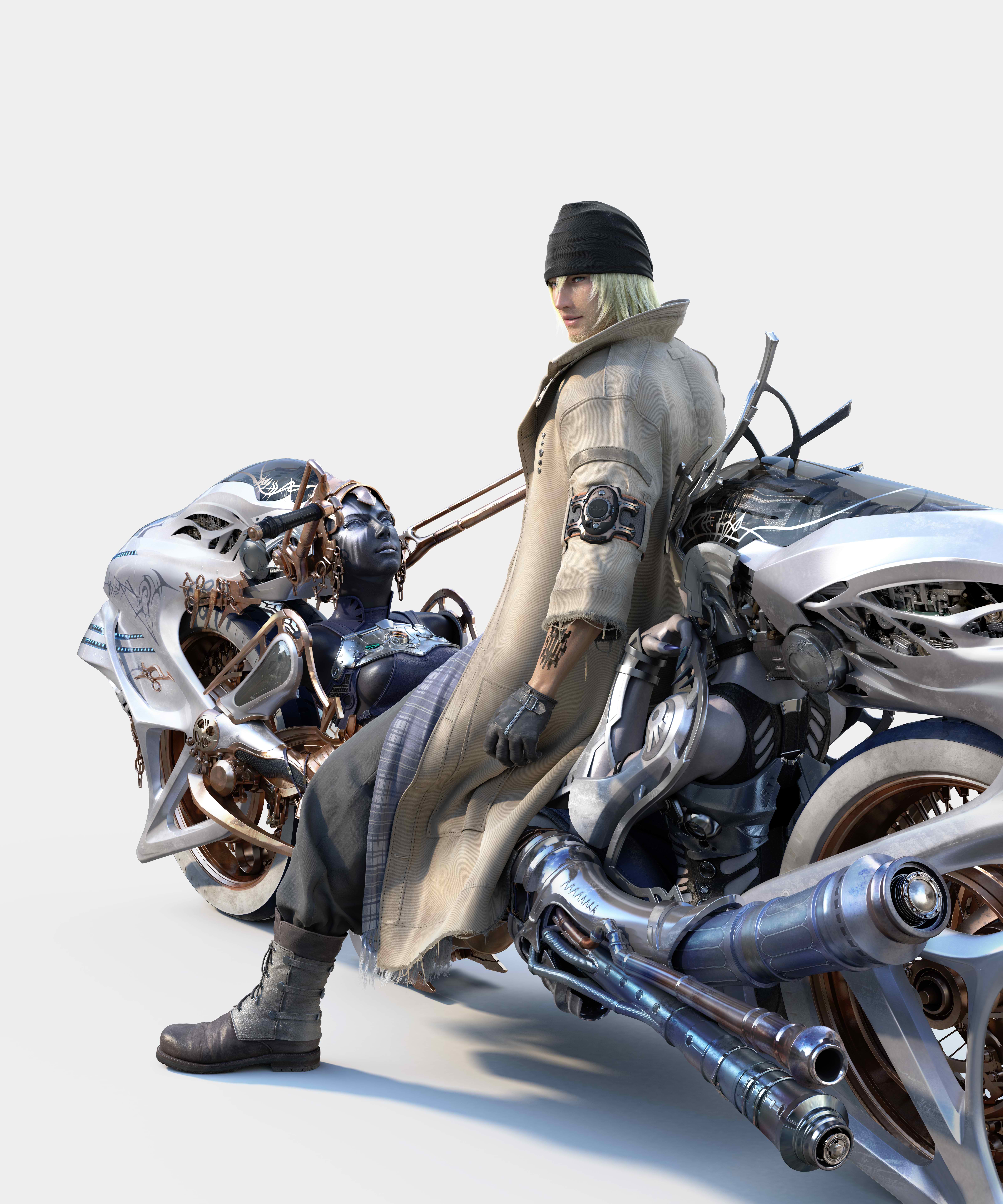 General 6400x7680 Final Fantasy XIII Snow Villiers portrait display video games video game men video game characters gloves hat motorcycle vehicle tattoo minimalism simple background white background