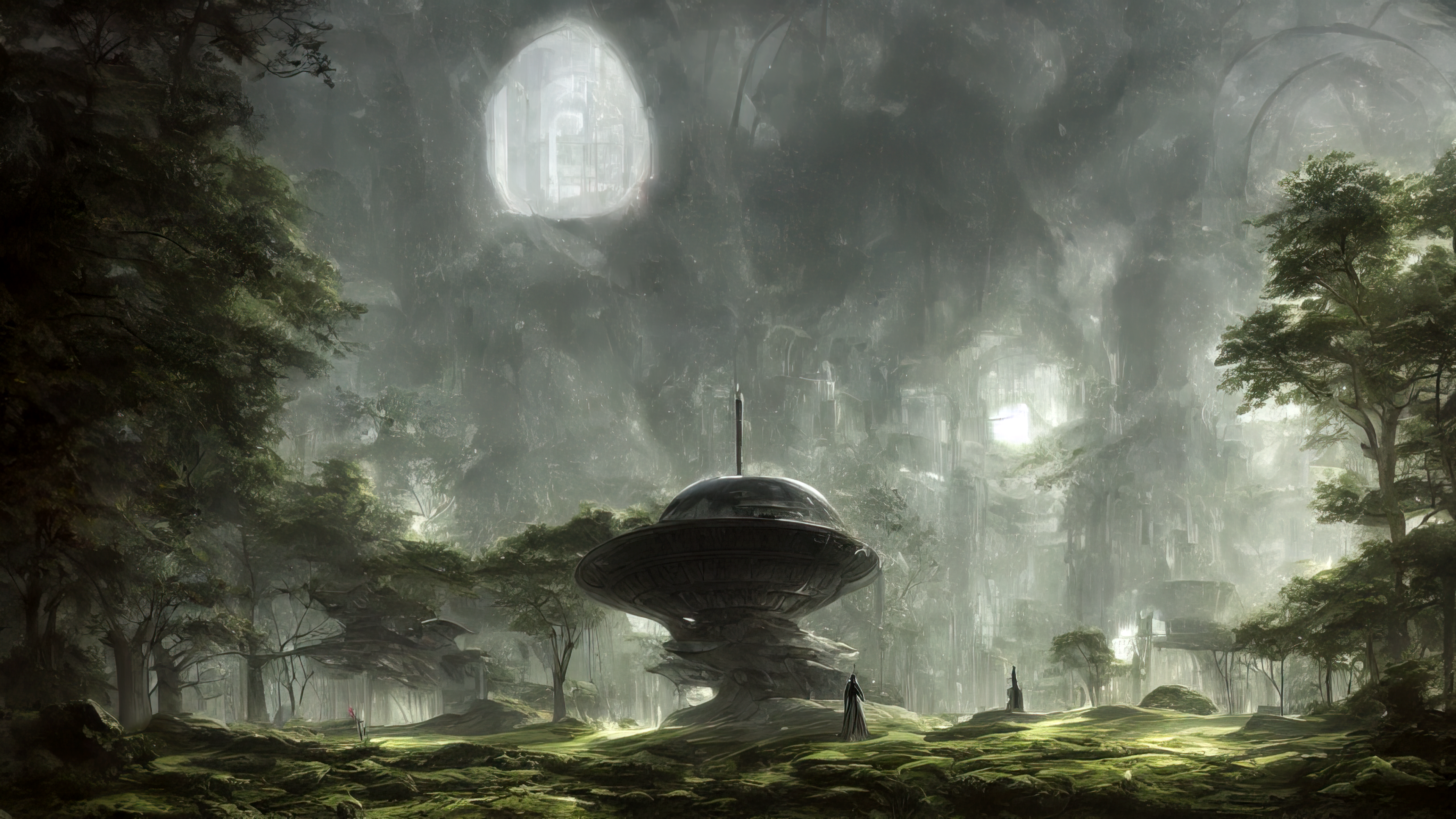 General 3840x2160 AI art Stable Diffusion landscape trees forest dome