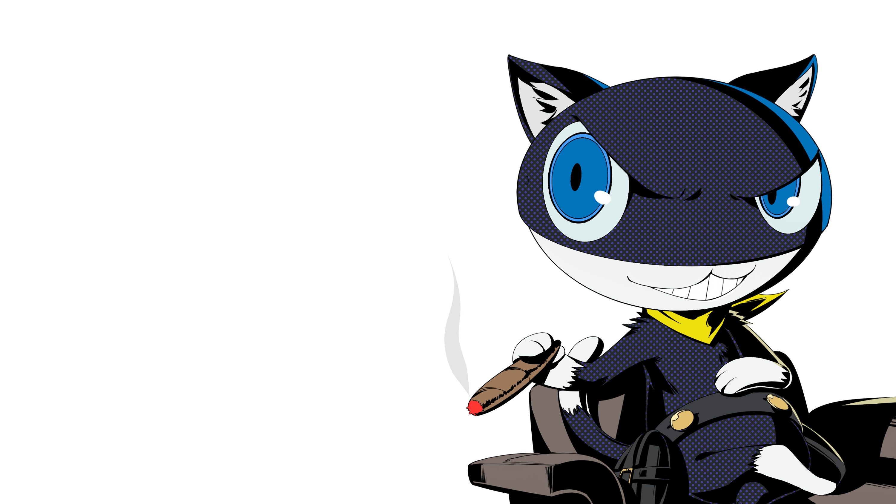 Anime 3000x1688 Persona 5 Persona 5 Royal anime creatures Morgana simple background cigars minimalism scarf Persona series