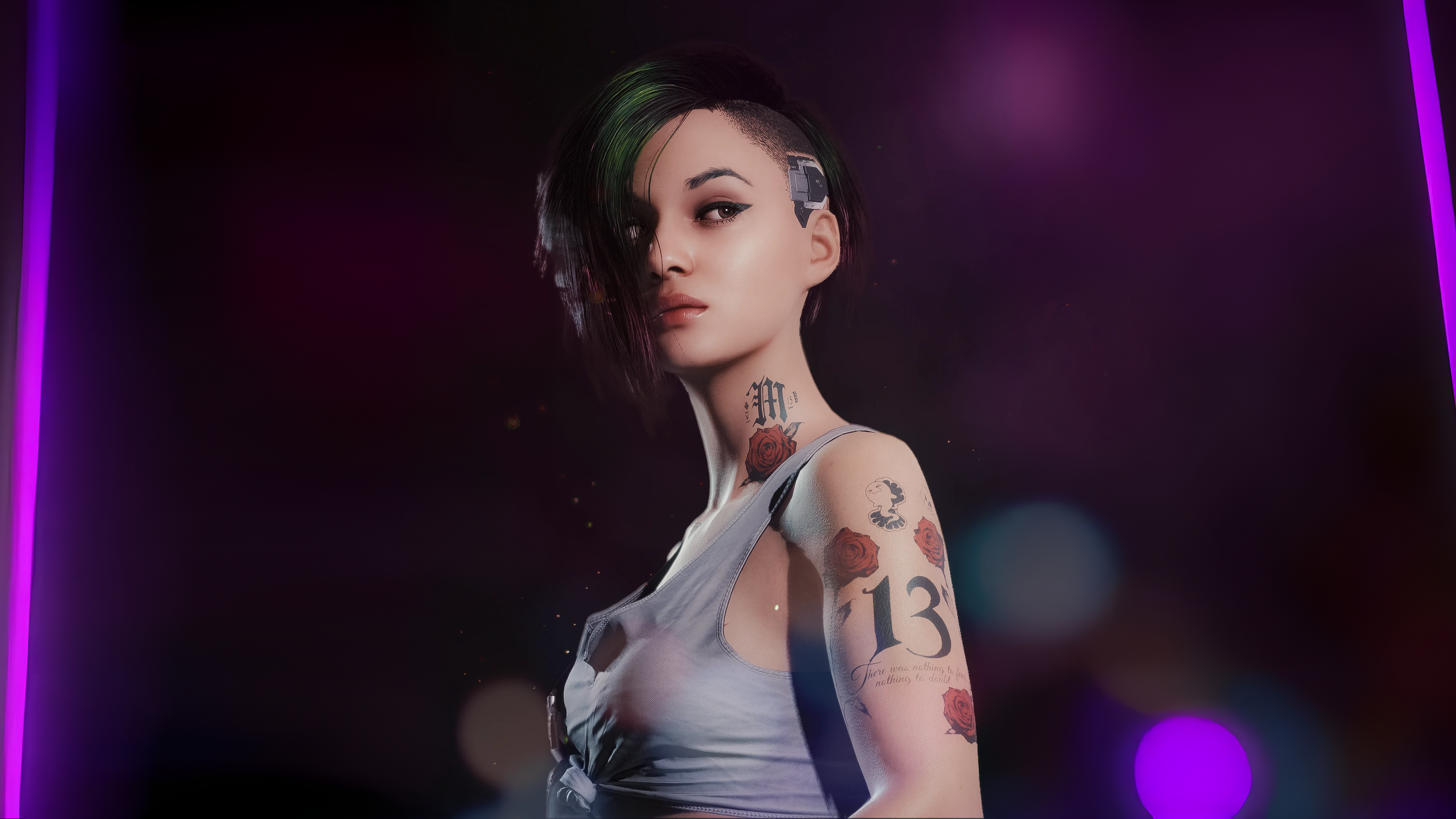 General 3840x2160 Judy Alvarez Cyberpunk 2077 fantasy girl tattoo CD Projekt RED digital art video games