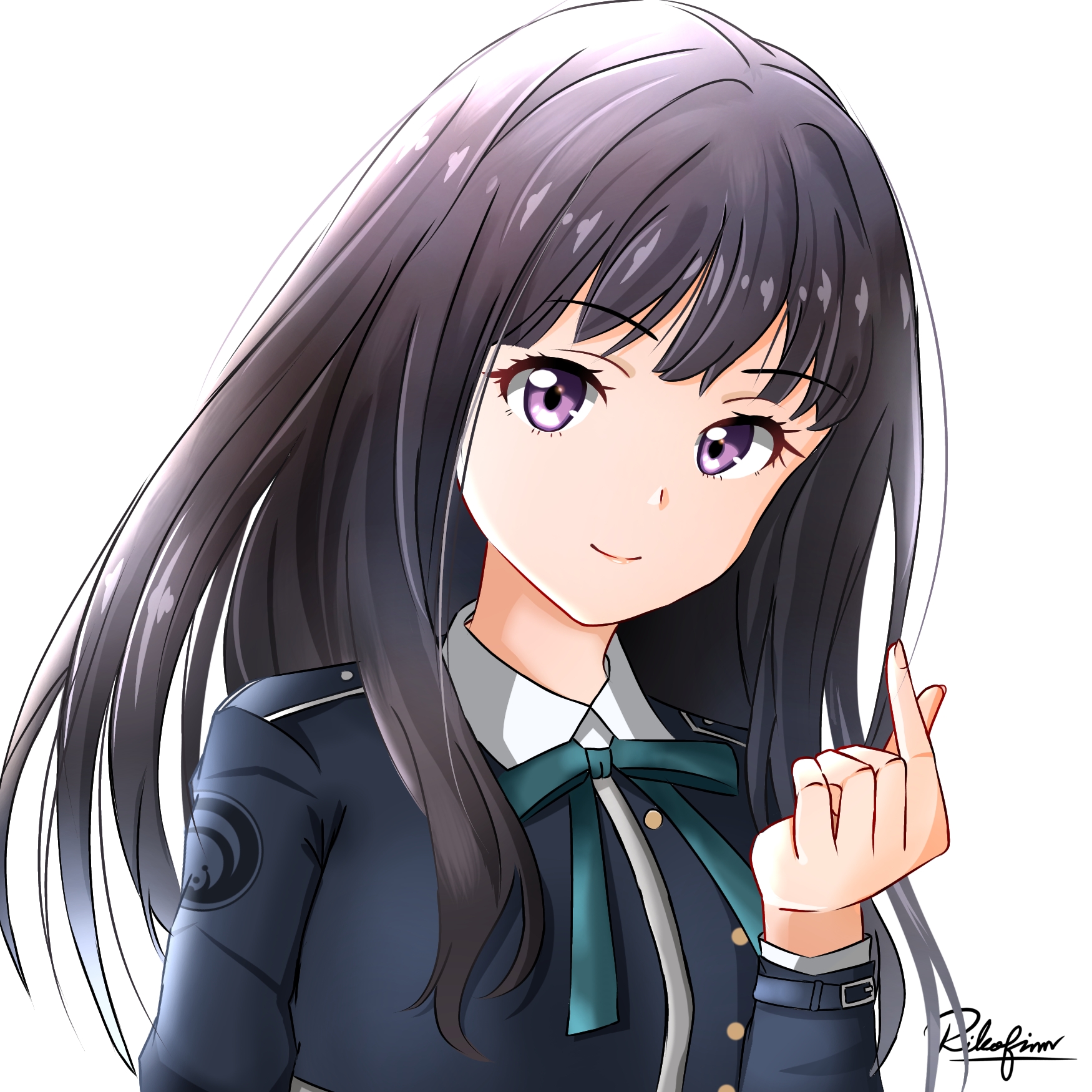 Anime 1750x1750 anime anime girls Lycoris Recoil Inoue Takina long hair black hair solo artwork digital art fan art