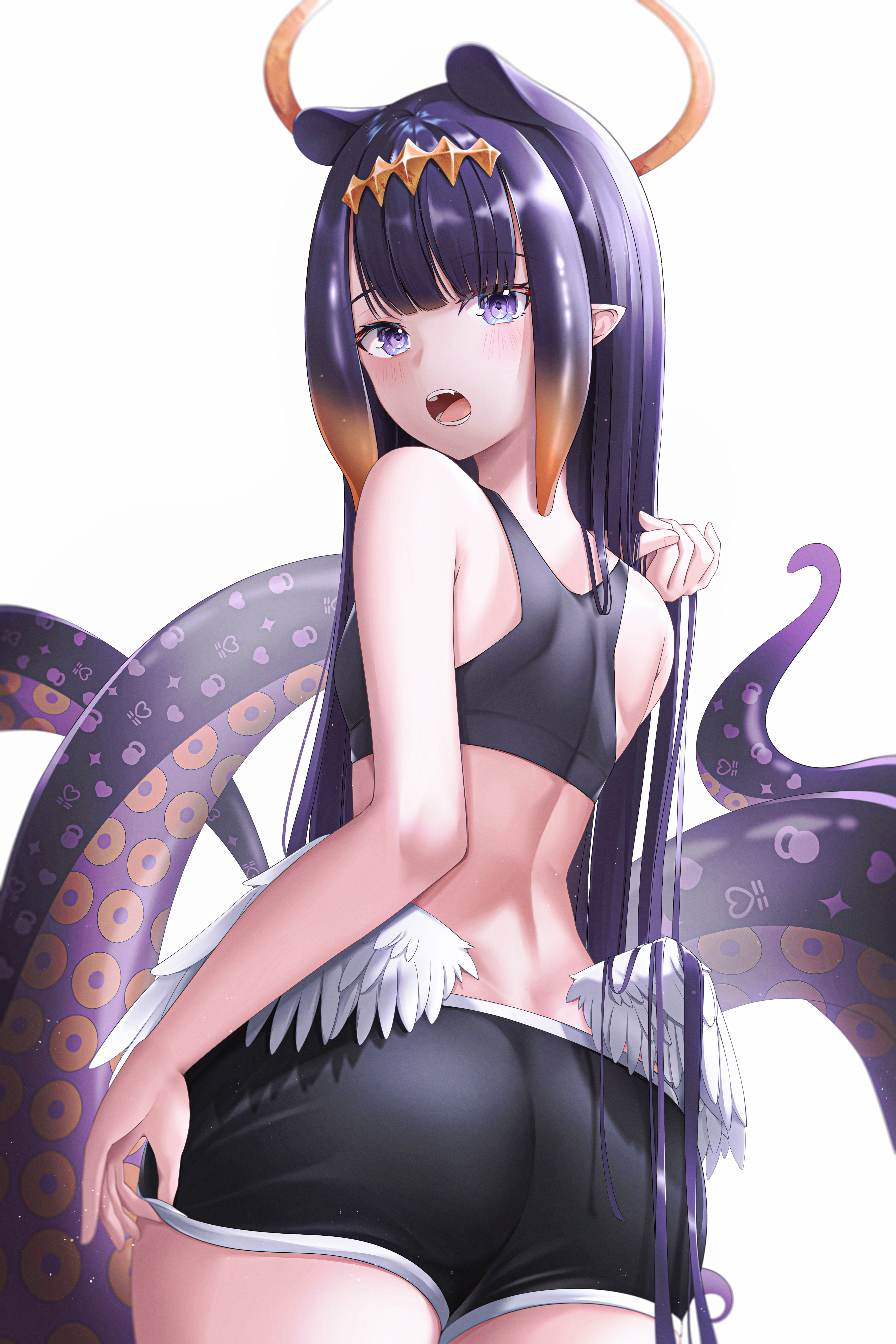 Anime 3440x5160 Hololive ass Ninomae Ina'nis anime girls Virtual Youtuber short shorts squid girl