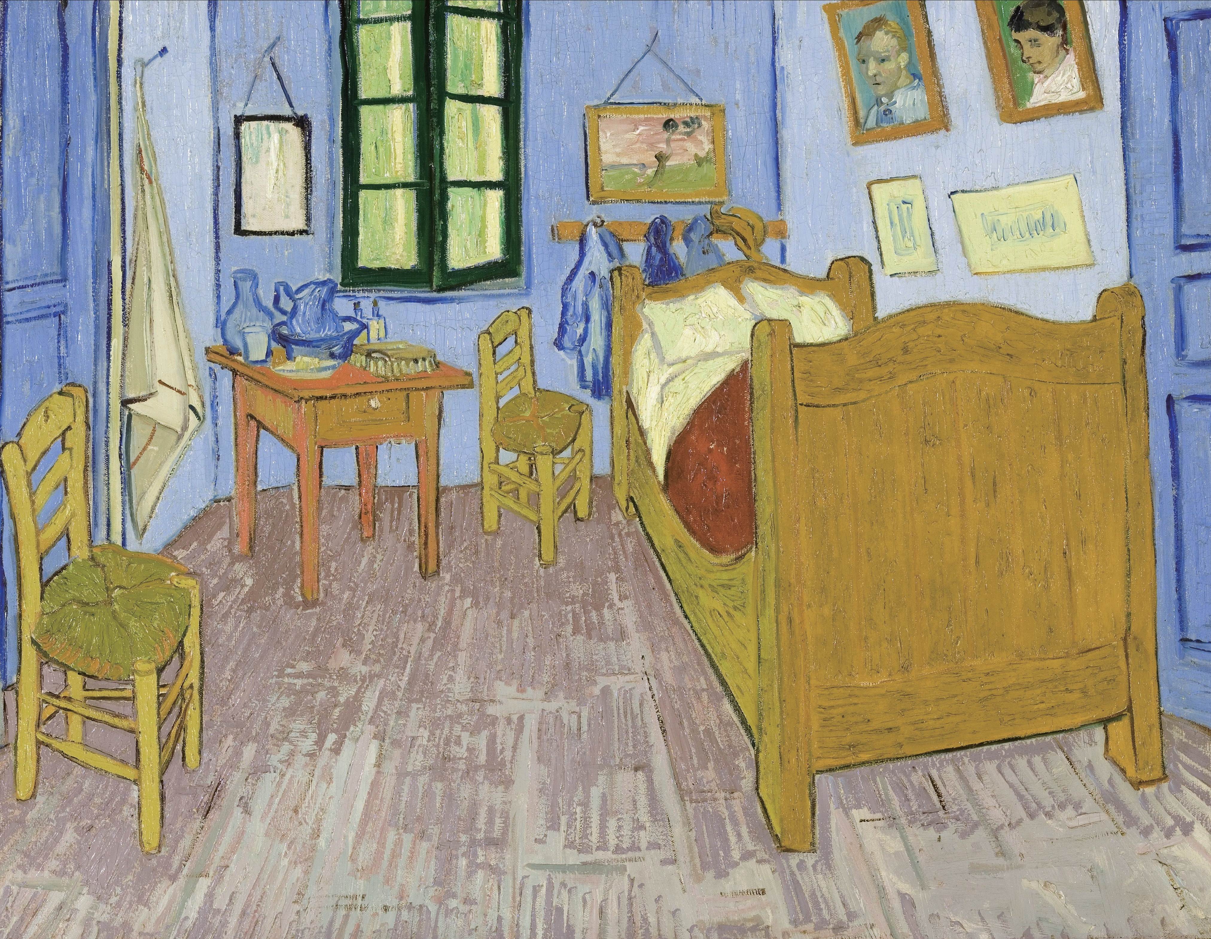 General 4049x3140 Oil on canvas oil painting Vincent van Gogh room artwork classic art bed chair window picture table interior