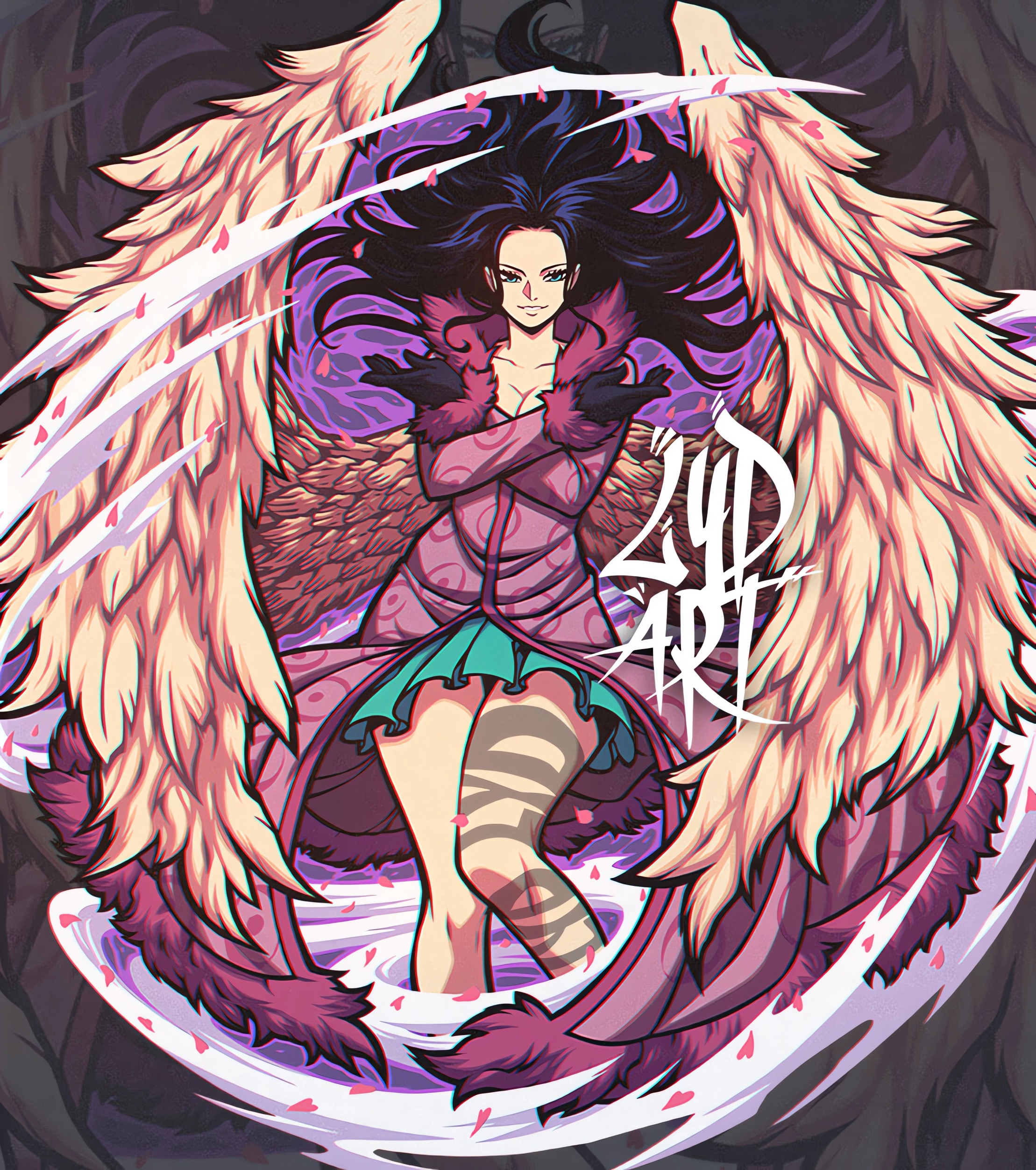 Anime 2218x2504 Nico Robin One Piece LYDart_Mclo anime girl with wings anime girls portrait display looking at viewer long hair smiling heart (design)
