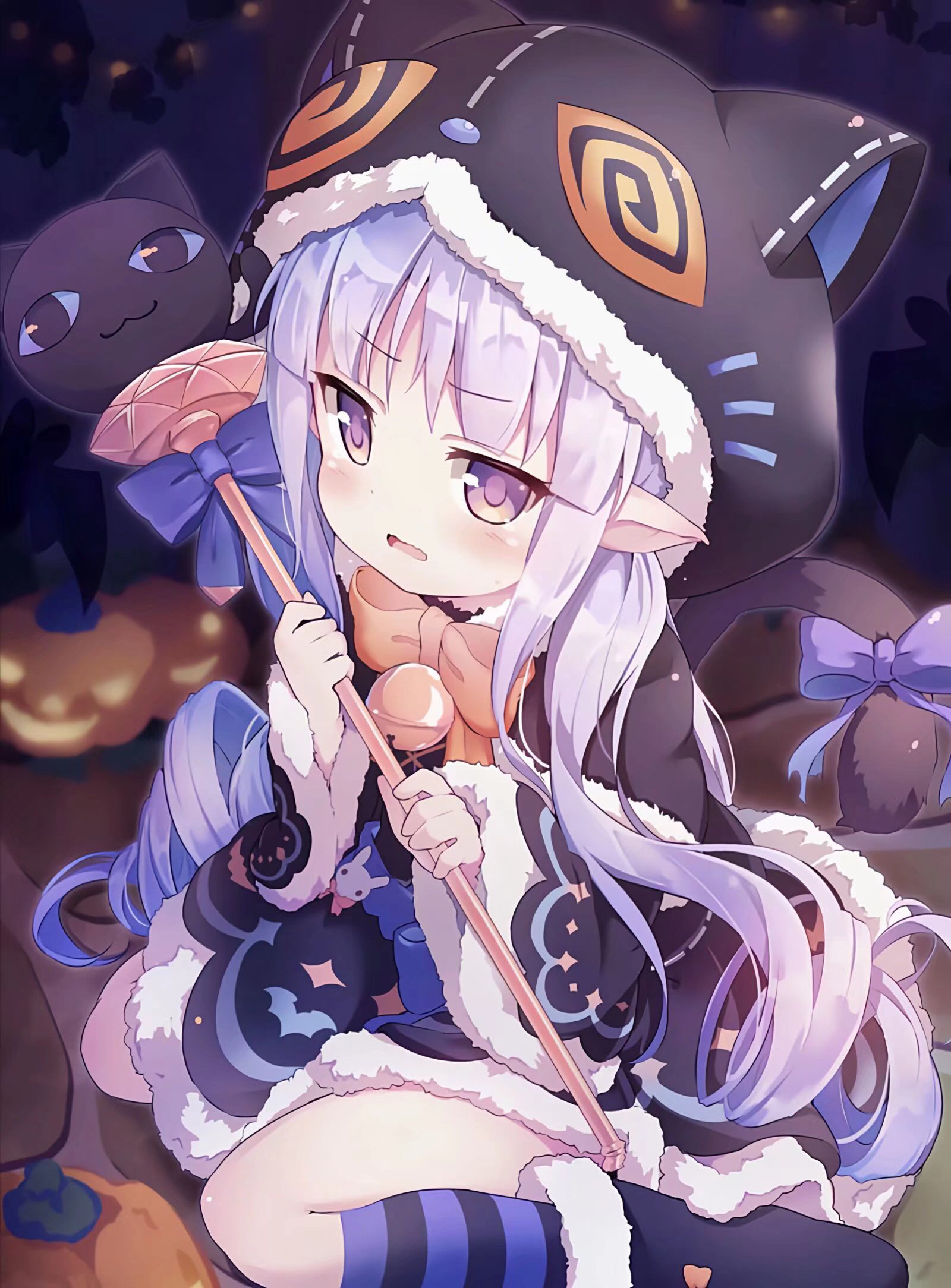 Anime 1600x2168 anime girls long hair portrait display bow tie pumpkin pointy ears looking at viewer loli bells