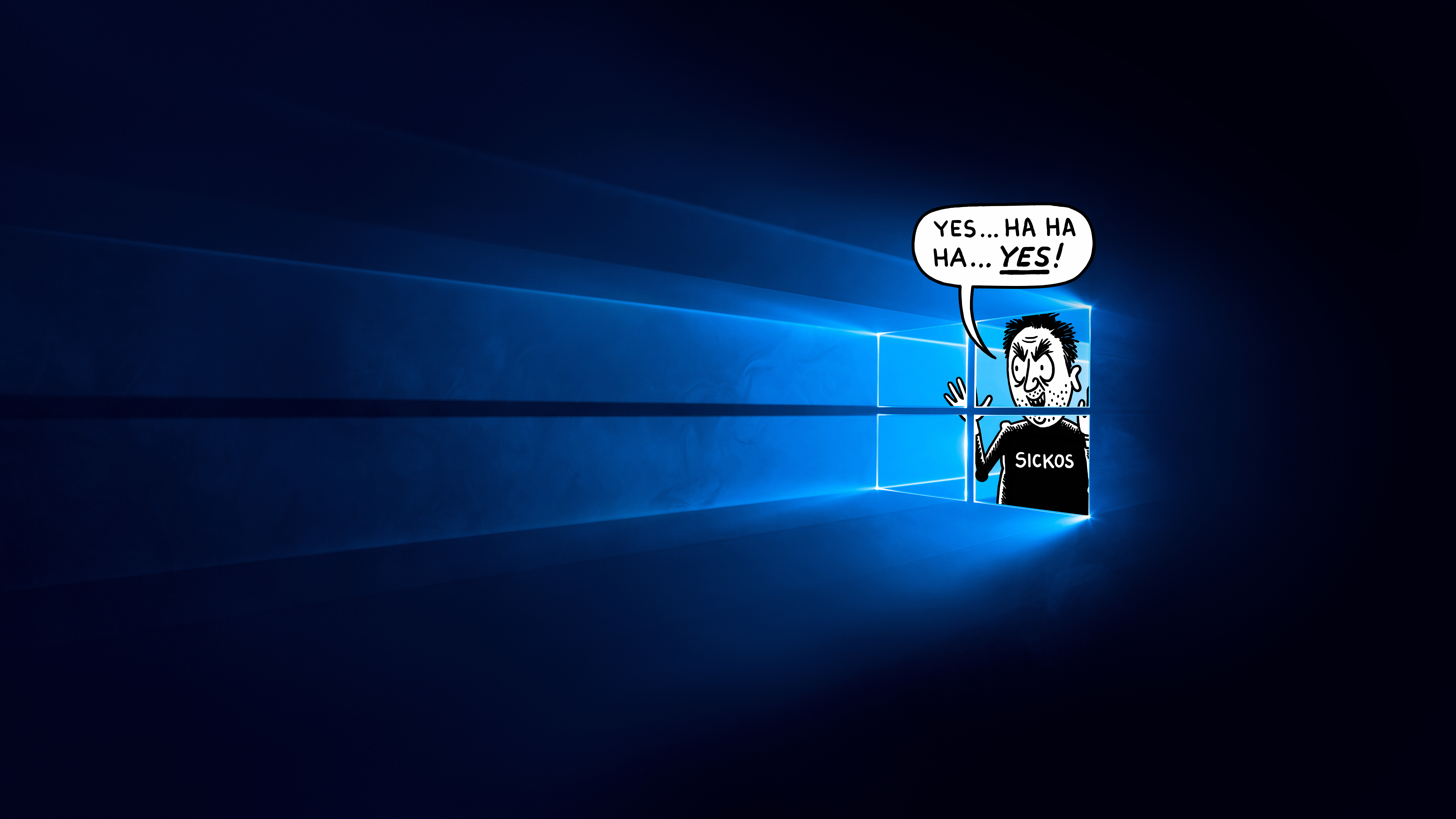General 8000x4500 Windows 10 Microsoft digital art windows logo Microsoft Windows humor simple background memes text blue background minimalism Yes