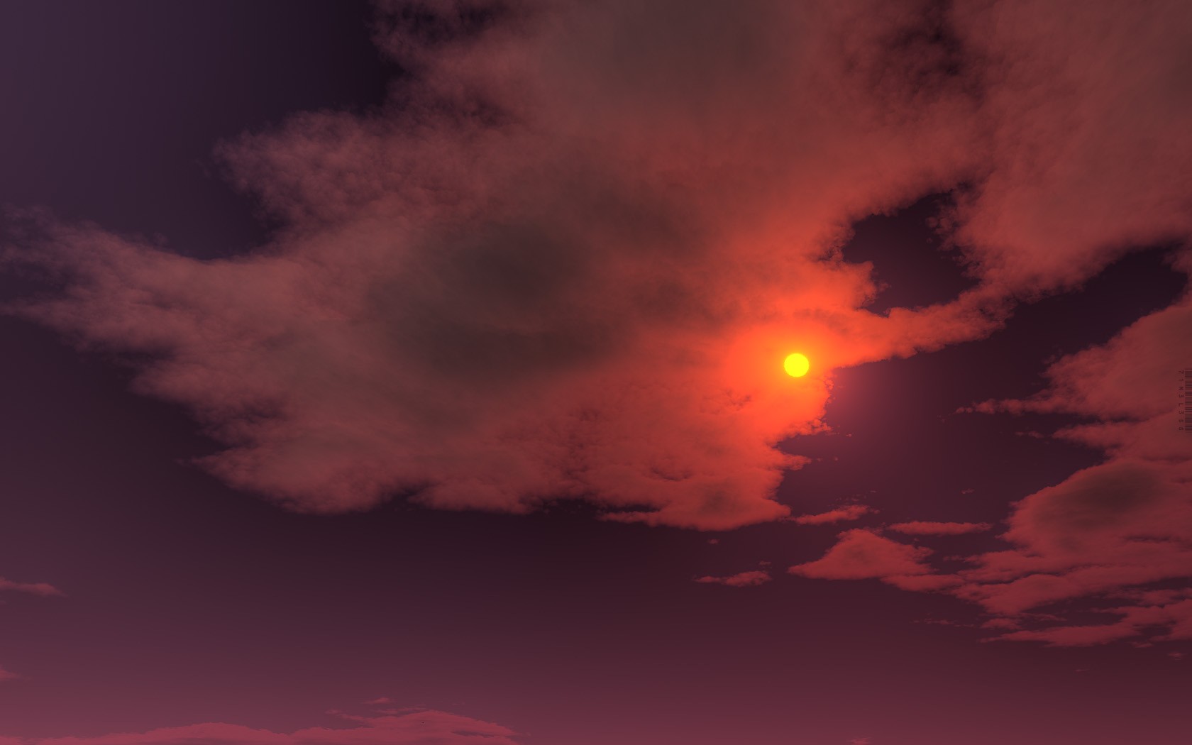 General 1680x1050 CGI Sun orange clouds red clouds