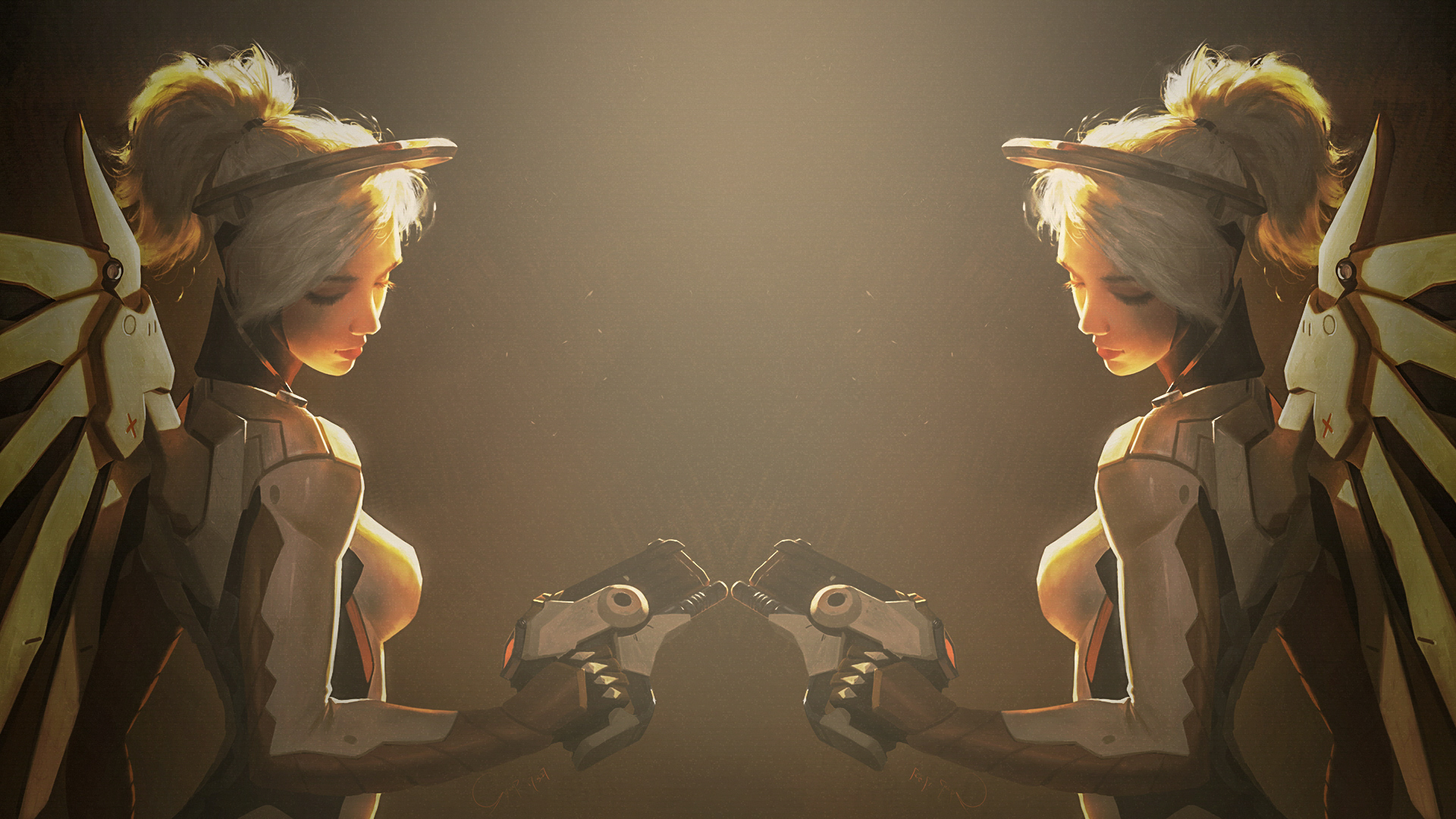 General 1920x1080 video games Mercy (Overwatch) Overwatch blonde artwork digital art