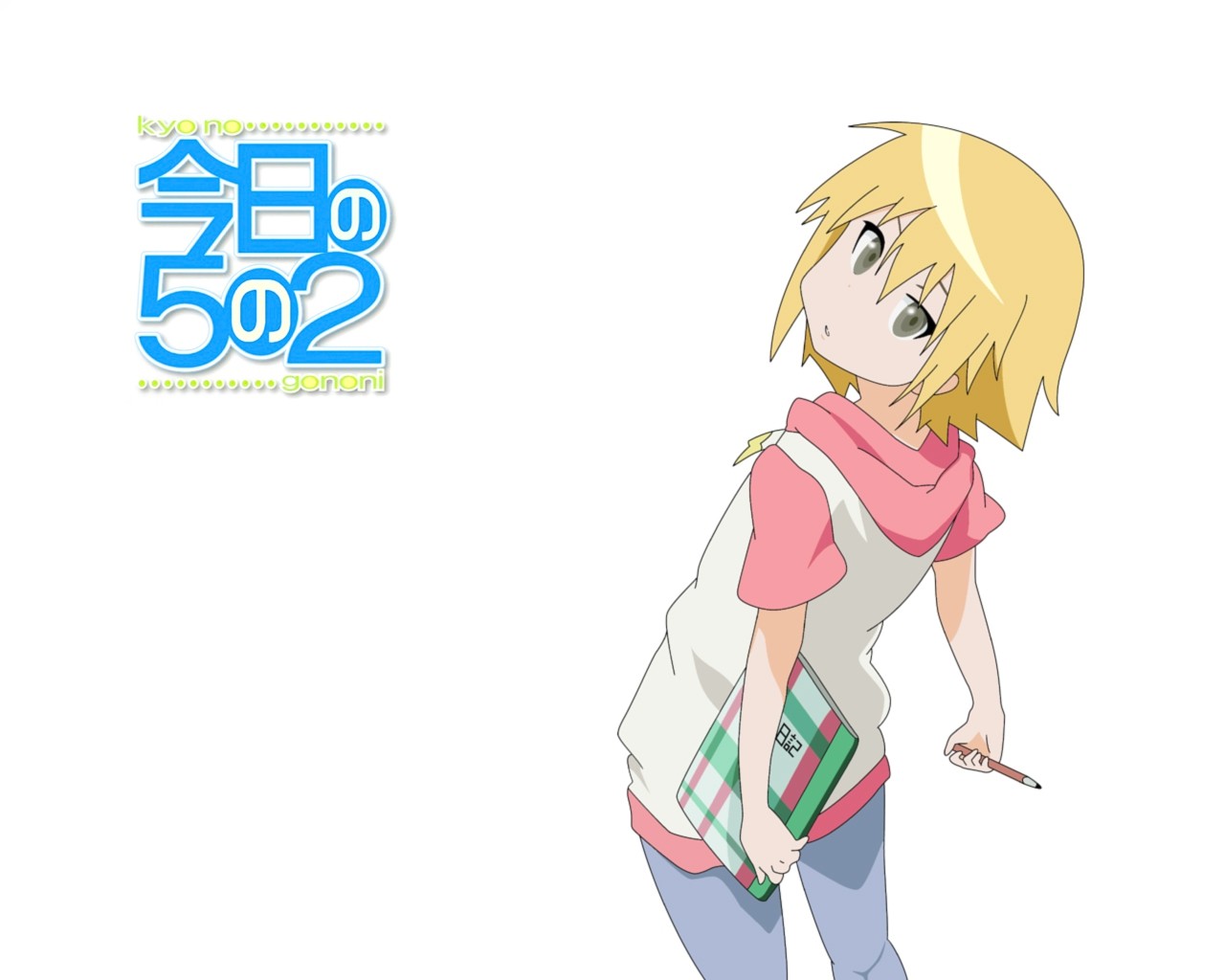 Anime 1280x1024 Kyō no Go no Ni anime girls anime blonde white background numbers