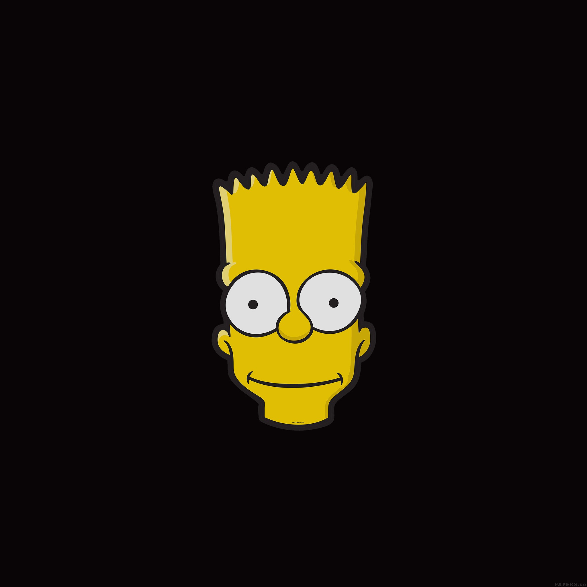 General 2048x2048 Bart Simpson The Simpsons cartoon TV series face black background simple background