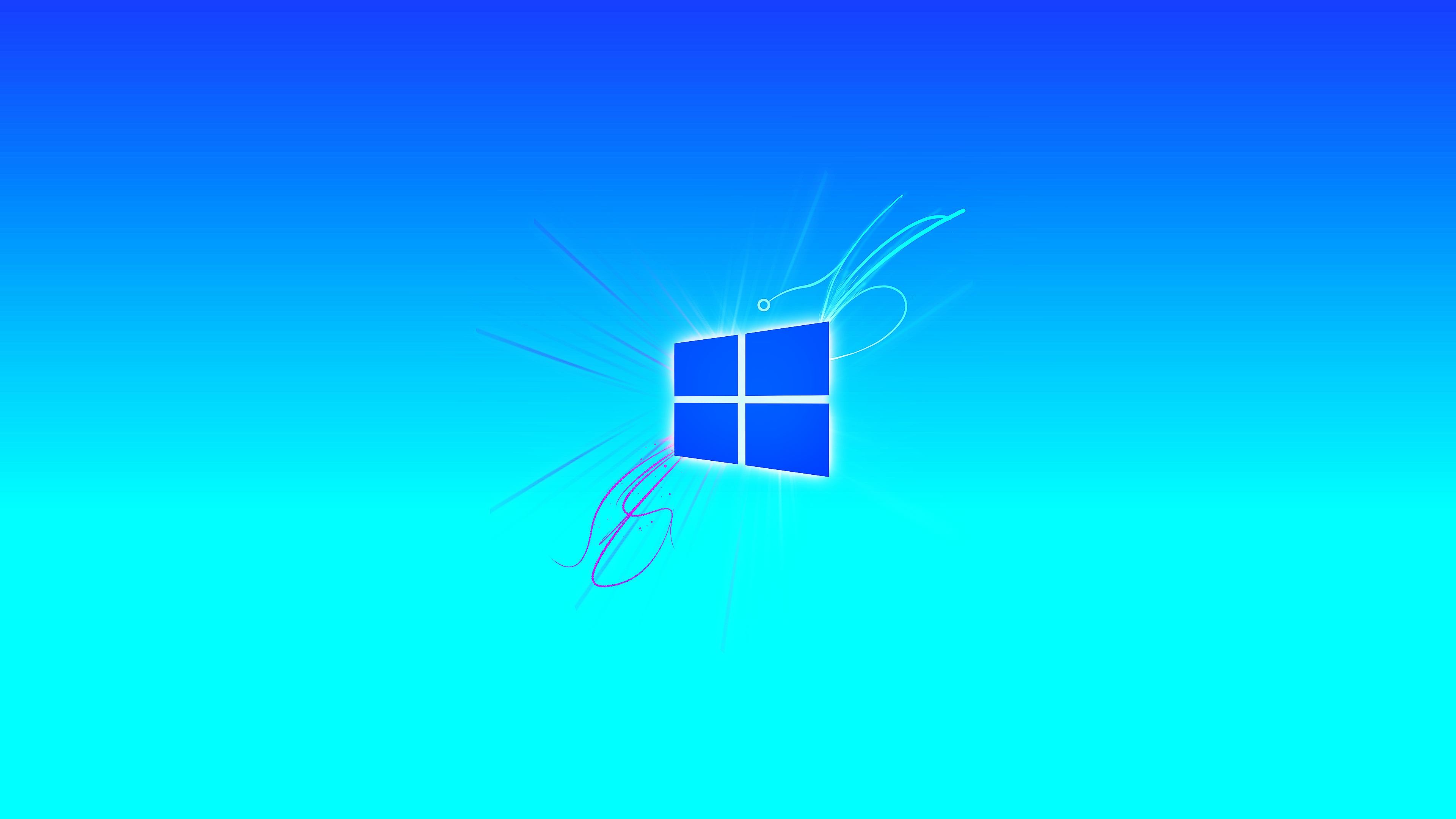 General 3840x2160 abstract minimalism operating system neon Microsoft Windows cyan logo simple background gradient